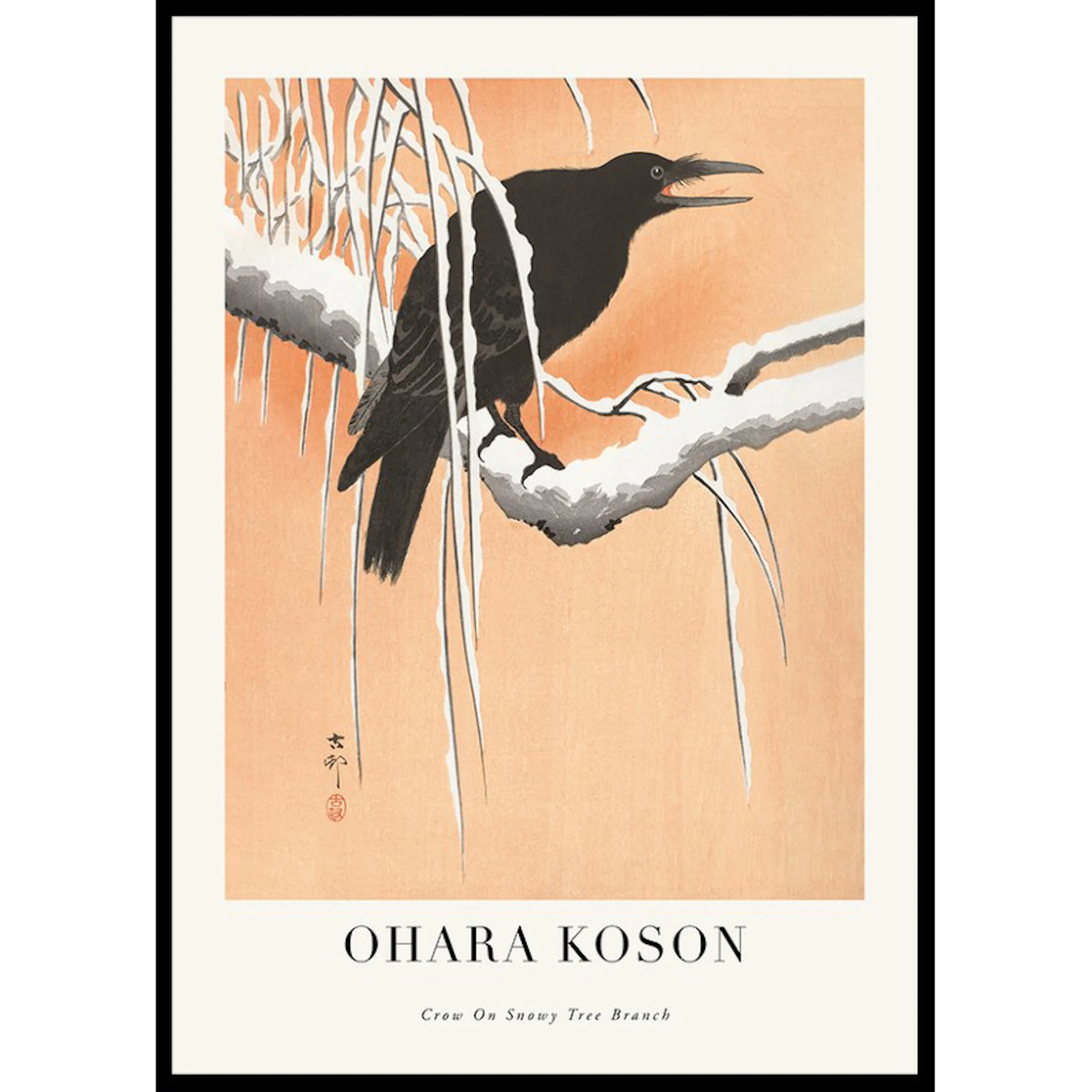 Crow On Snowy Tree Branch No2 By Ohara Koson 70x100 70x100 cm