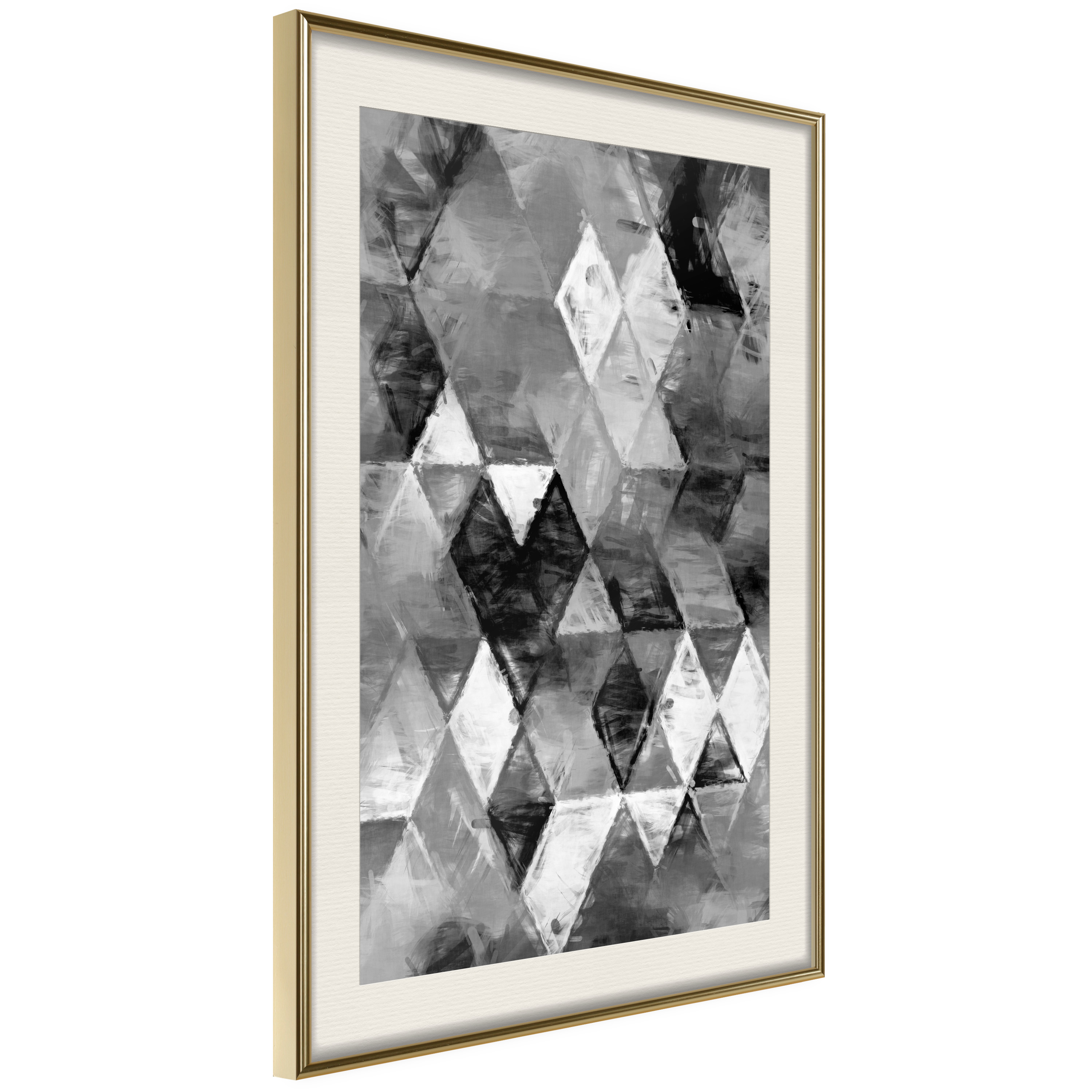Affisch - Black and White Diamonds [Poster] 30x45 Guld ram med passepartout, 30x45 cm