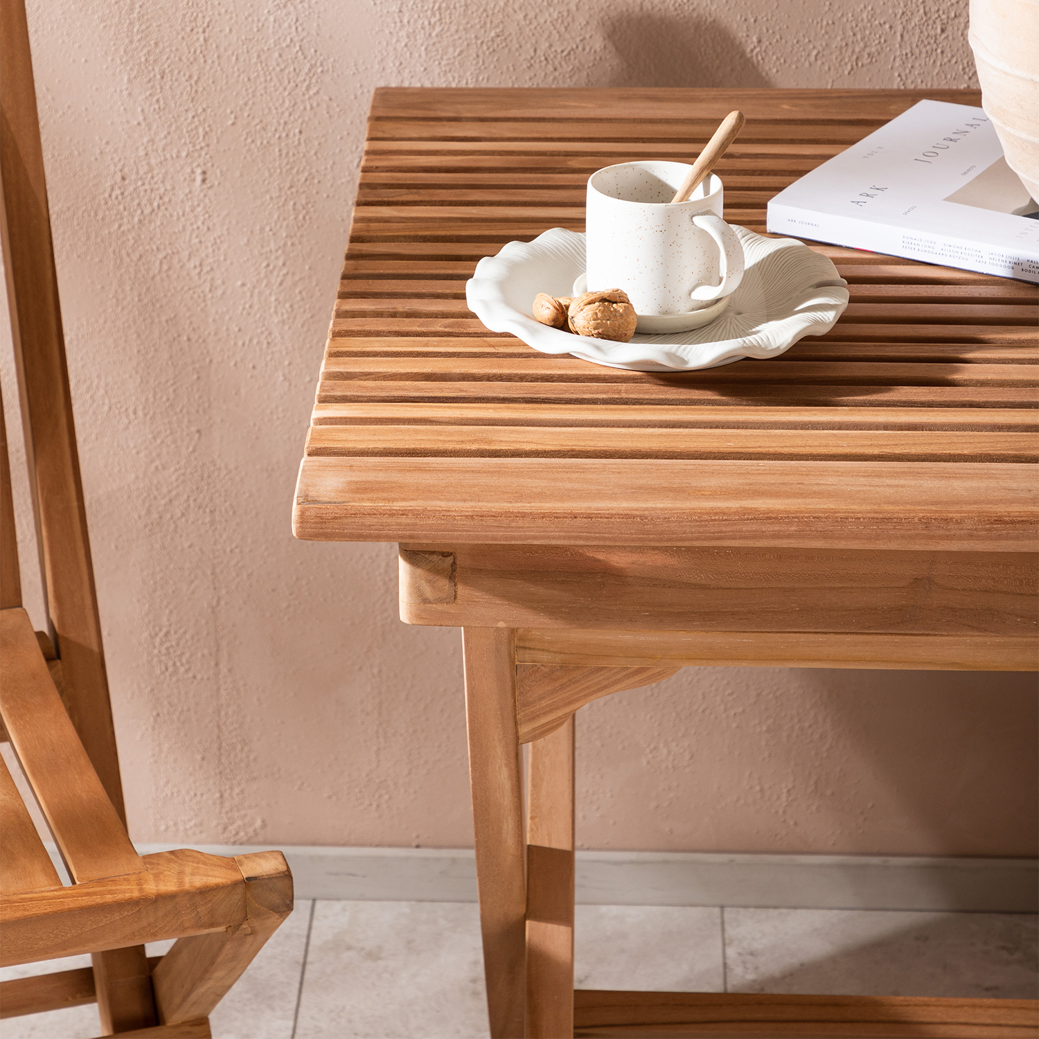 Cafégrupp Venture Home Ghana 70x70 med 2 Ghana Fällbara Trädgårdsstolar Utomhus