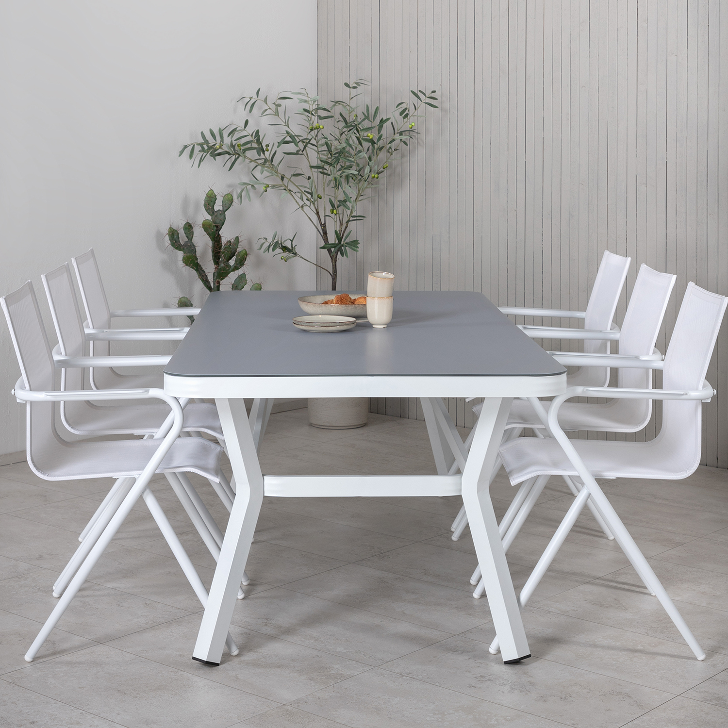 Matgrupp Utomhus Venture Home Virya 160x90 cm med 6 Alina Trädgårdsstolar