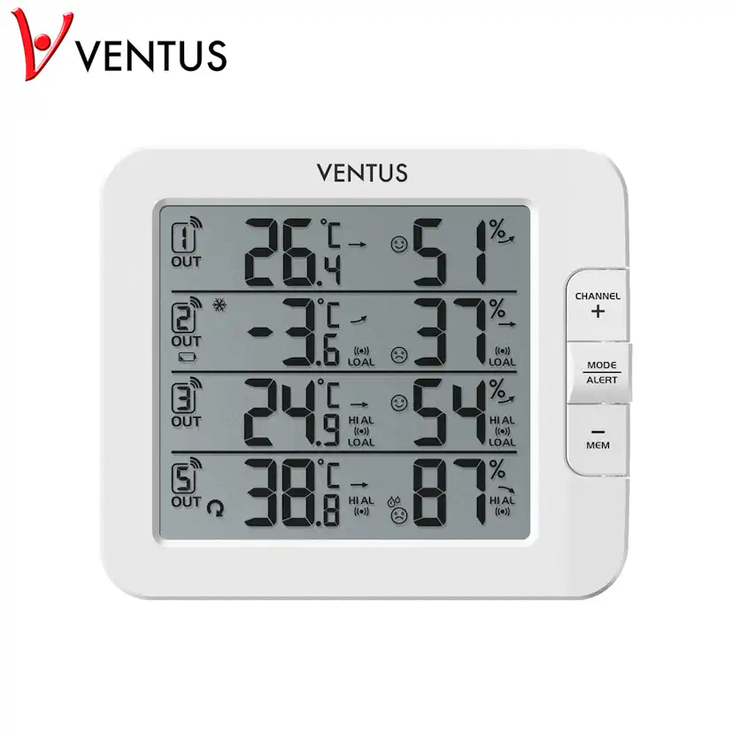 Väderstation Ventus Trådlös W210 Vit Termometer med Multifunktionell Display