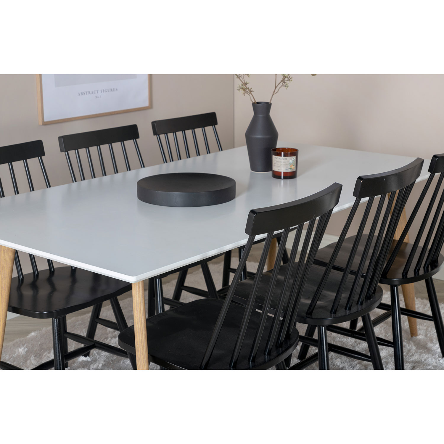 Polar Dining Table - 180*90*H75 - White / Oak, Lönneberga Wi Svart/Vit