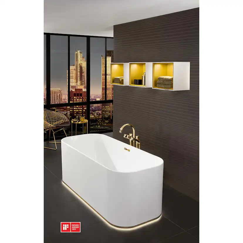 Badkar Villeroy & Boch Finion UBQ177FIN7A100V401 Vit Alpin, Krom, Utan Designring, Bräddavlopp, Utan Belysning