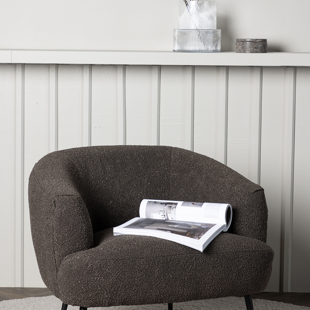 Derry Single Sofa - Black / Coffee/Grey Boucle Svart
