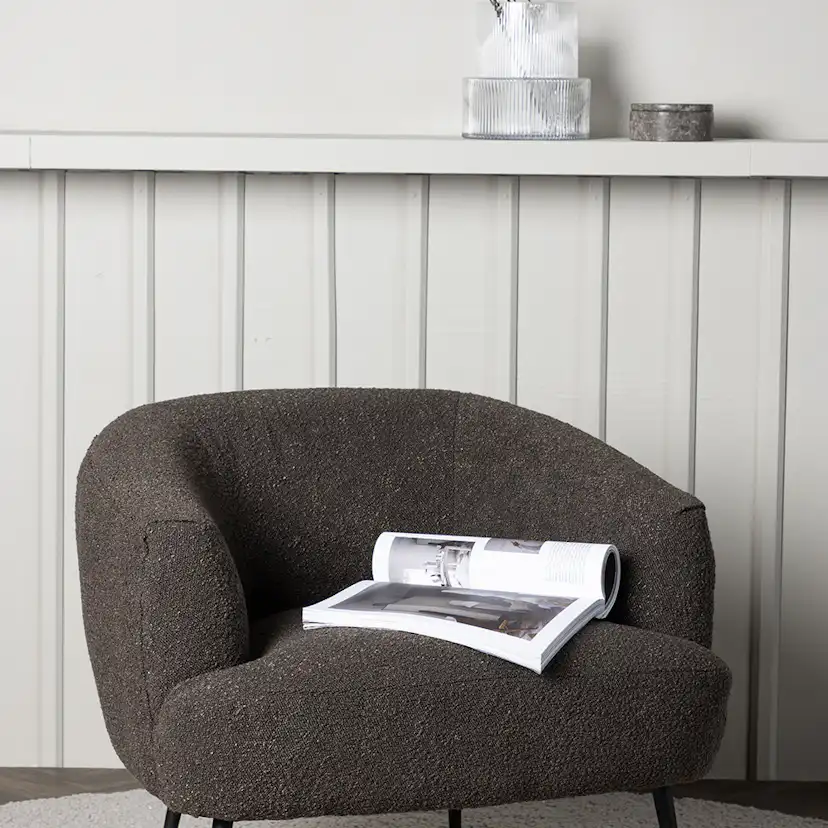 Derry Single Sofa - Black / Coffee/Grey Boucle Svart