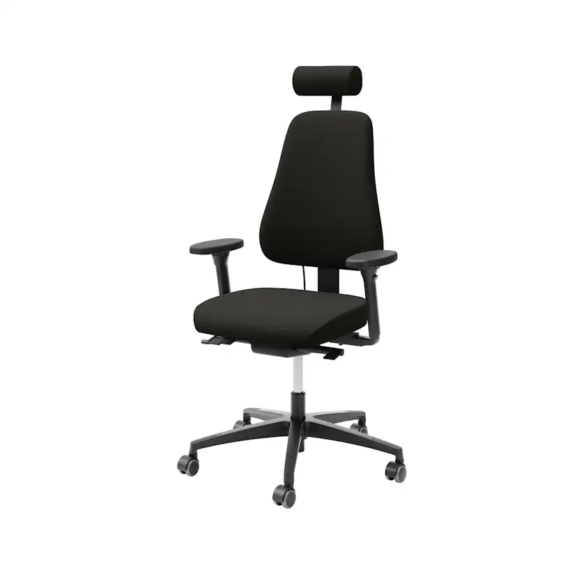 Kontorsstol Lanab Group LD 6340 Svart Stol med Justerbar Sits & Ryggstöd