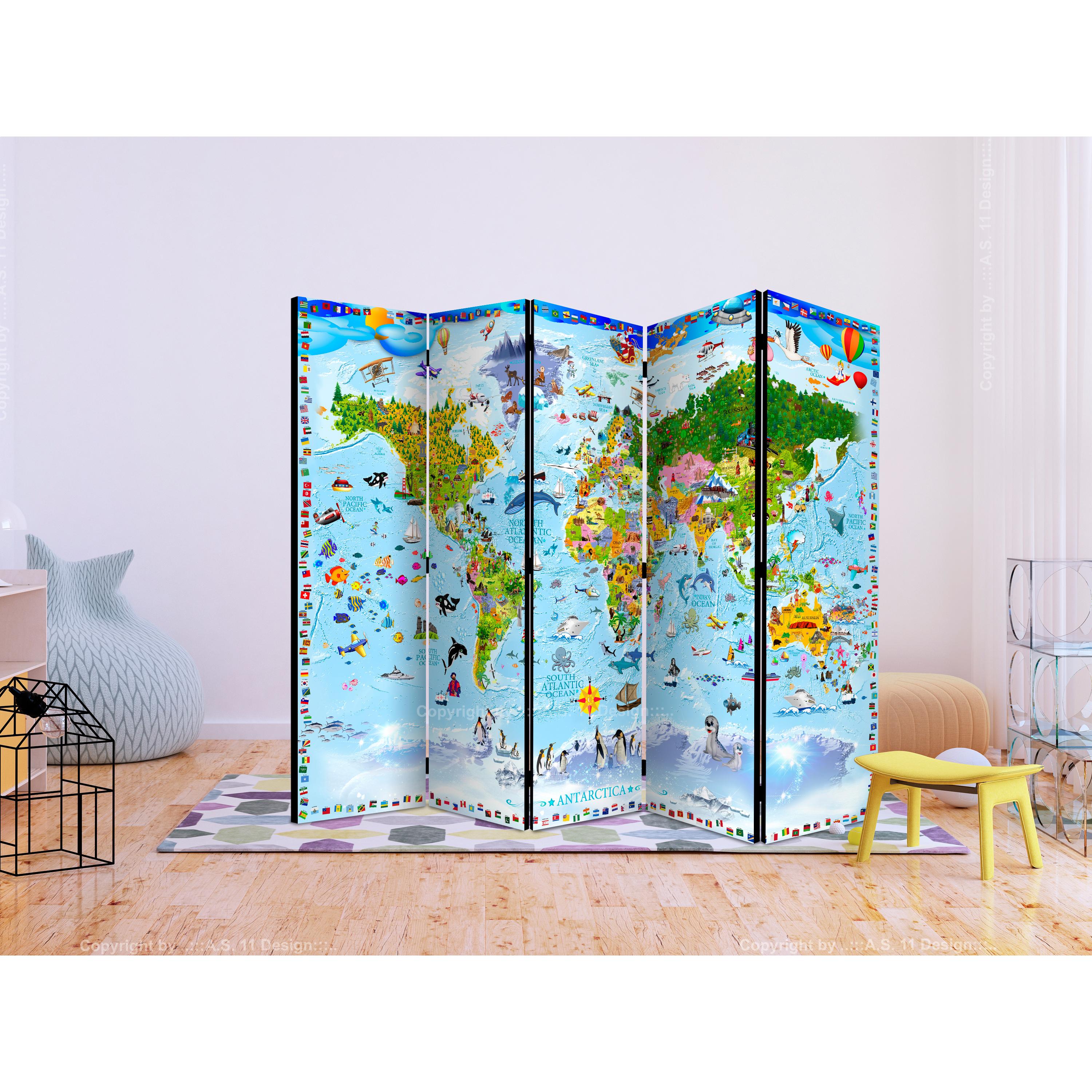Rumsavdelare Arkiio World Map for Kids II 225x172 cm