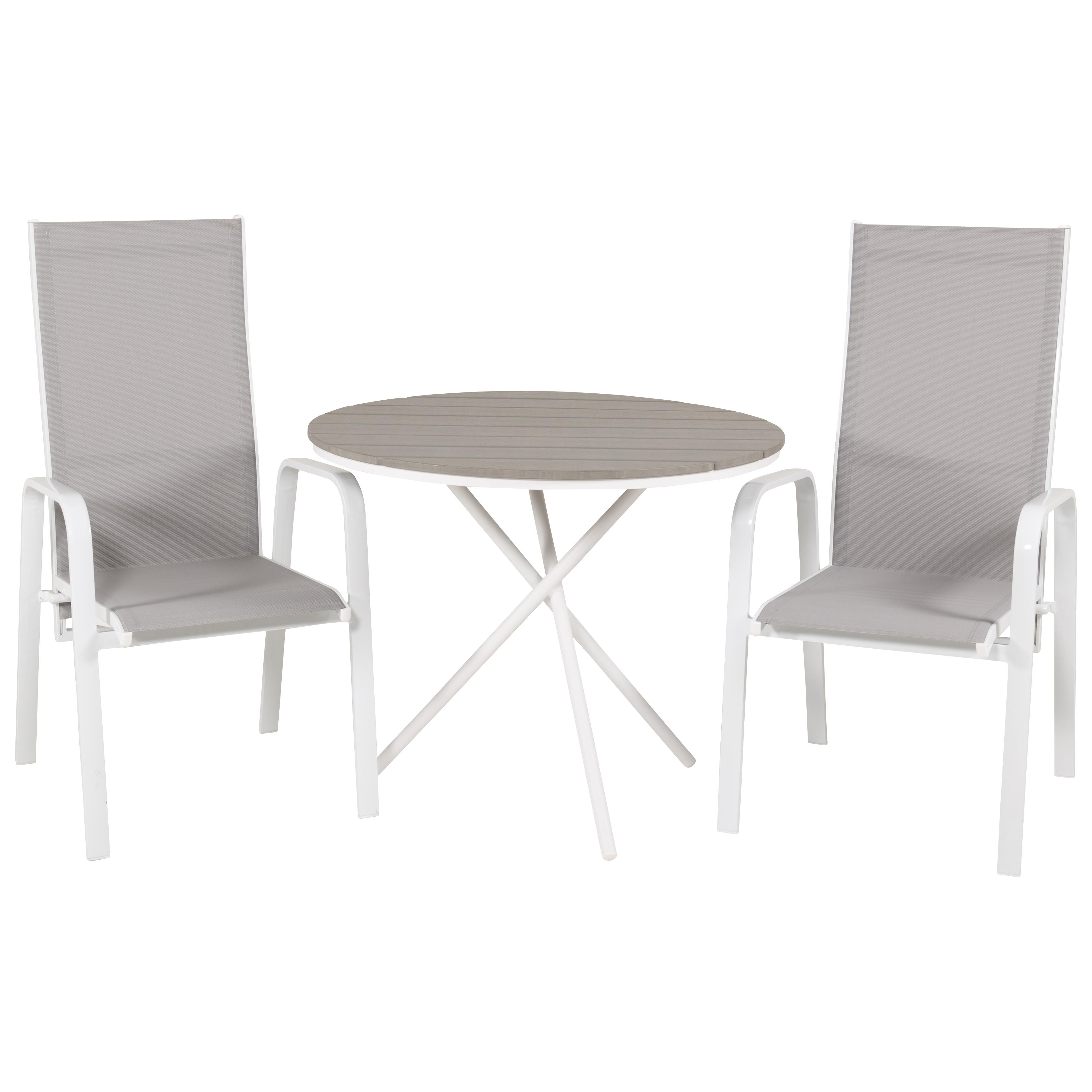 Cafégrupp Venture Home Pincy Ø 90 med 2 Copacabana Trädgårdsstolar Utomhus