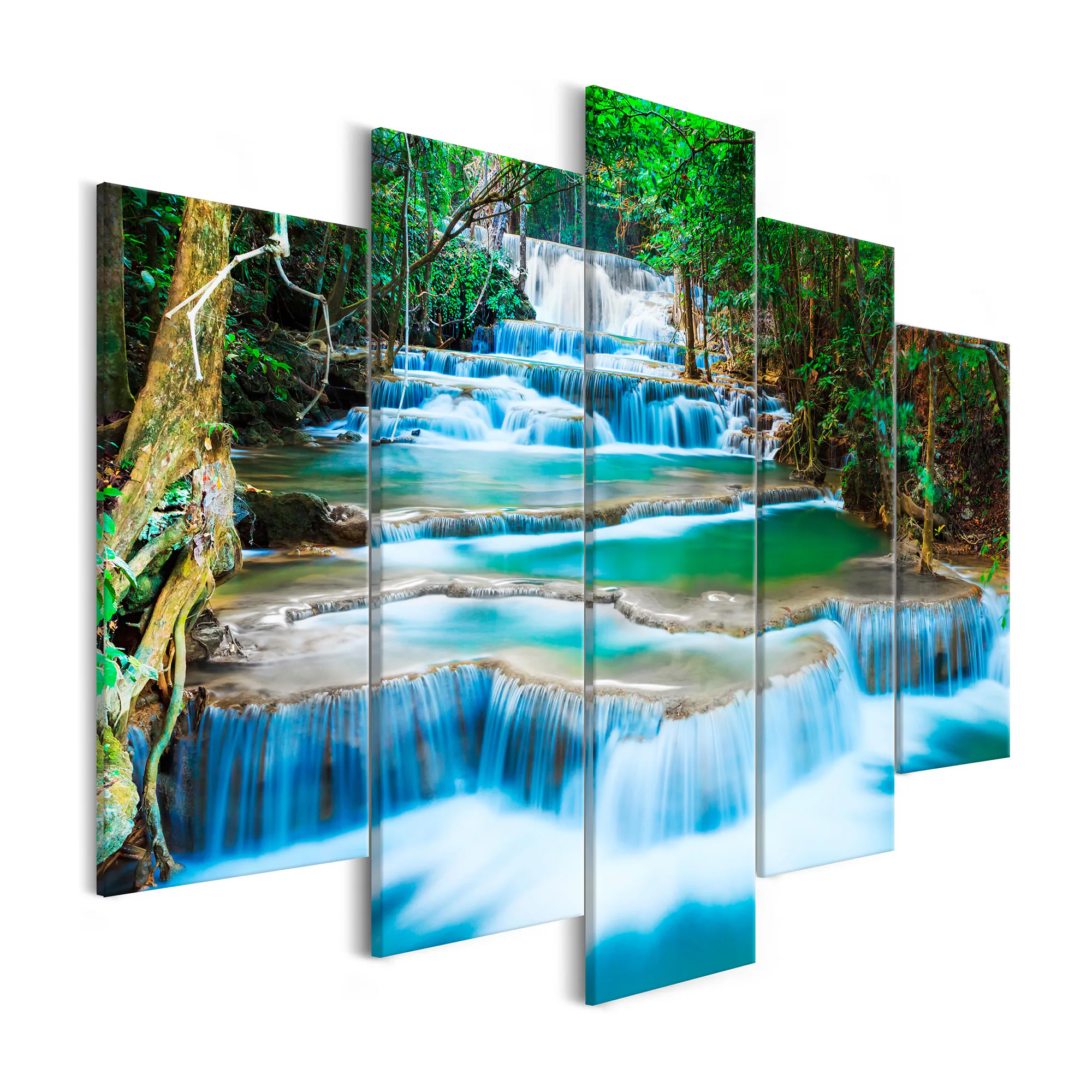 Tavla - Waterfall in Kanchanaburi (5 Parts) Wide 225x100 225x100 cm