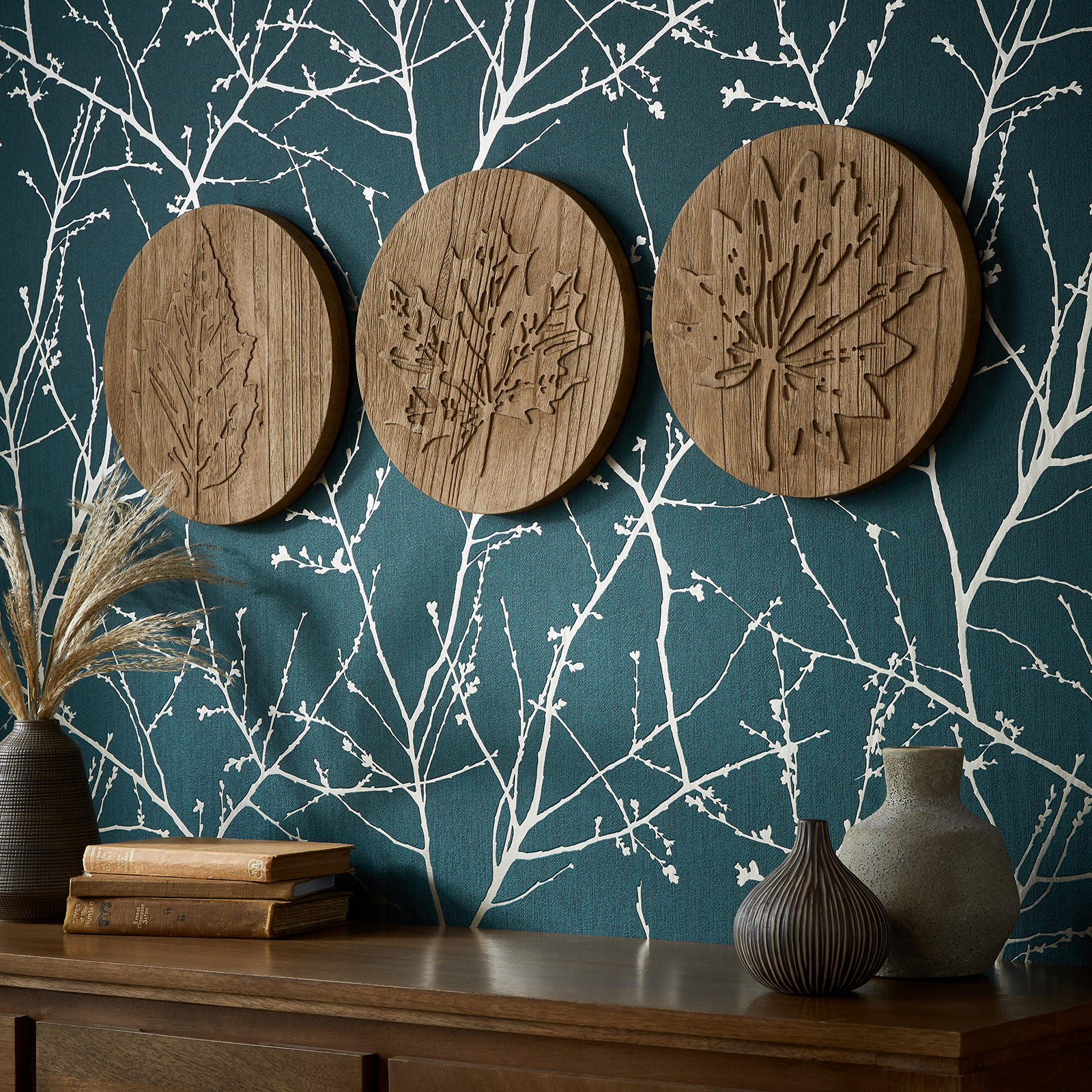 Tavla Art For The Home Wood Leaves Trio