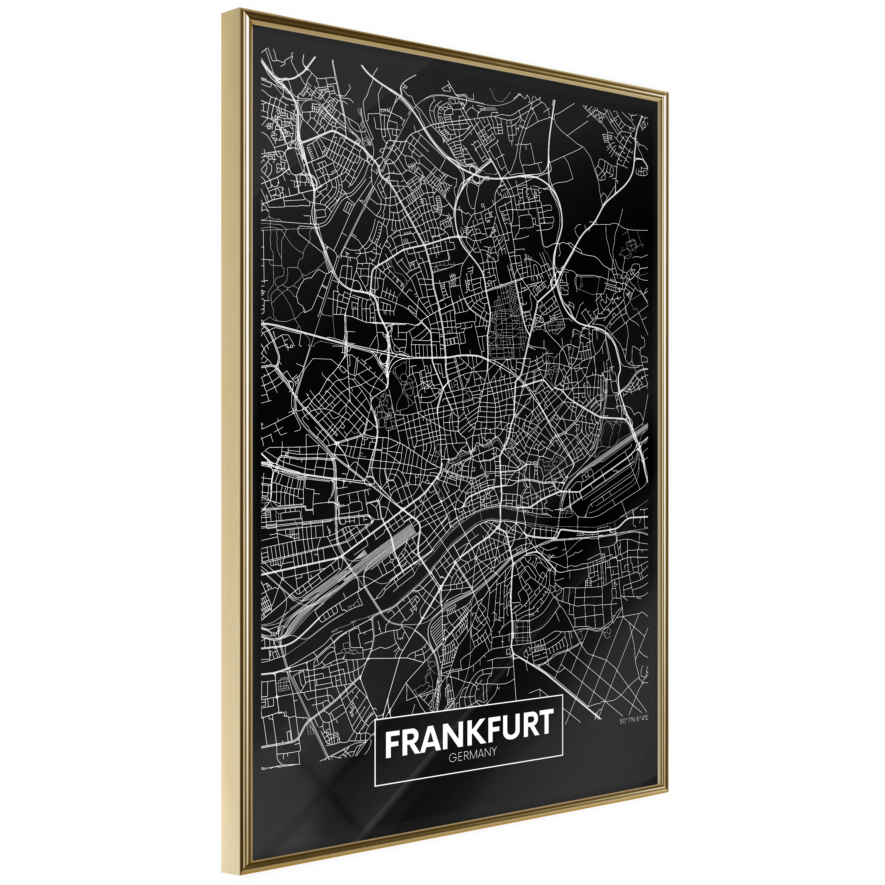 Poster Artgeist Affisch Dark Map of Frankfurt