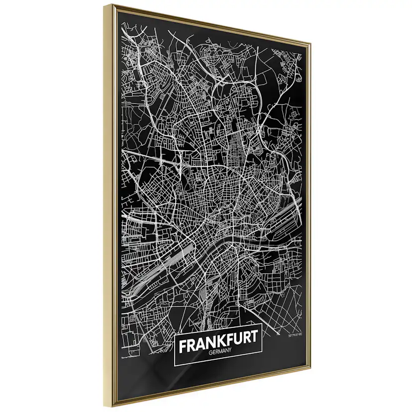 Poster Artgeist Affisch Dark Map of Frankfurt