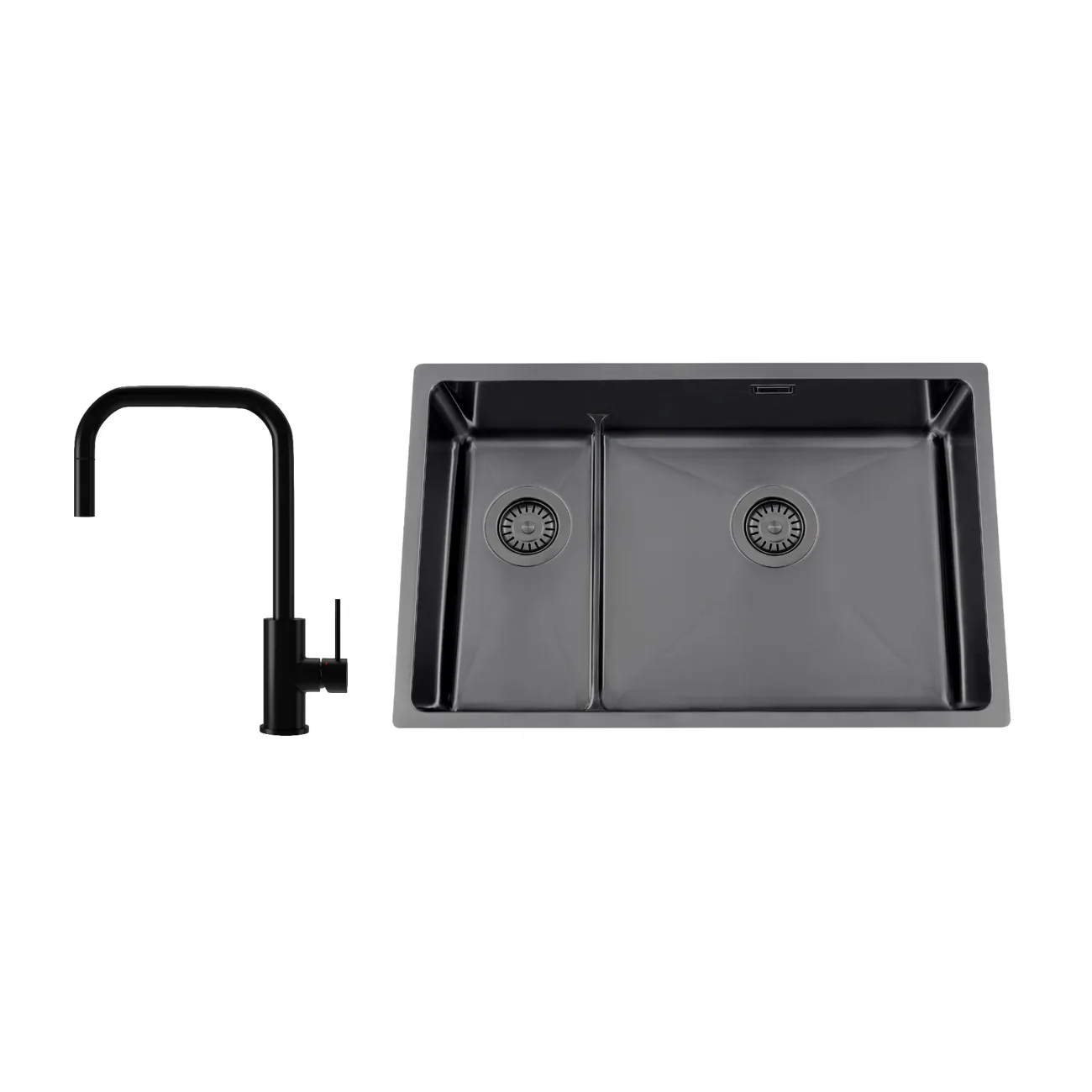 Disklåda Nordic Tech Titan 73 KHX Nickel med Köksblandare Steel Accent Square D