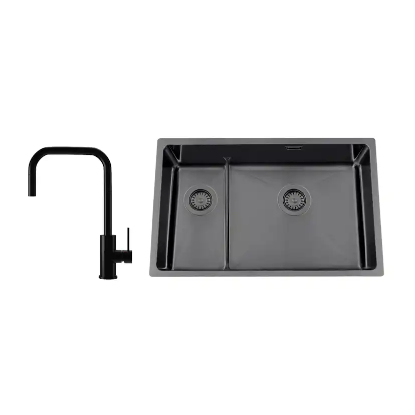 Disklåda Nordic Tech Titan 73 KHX Nickel med Köksblandare Steel Accent Square D