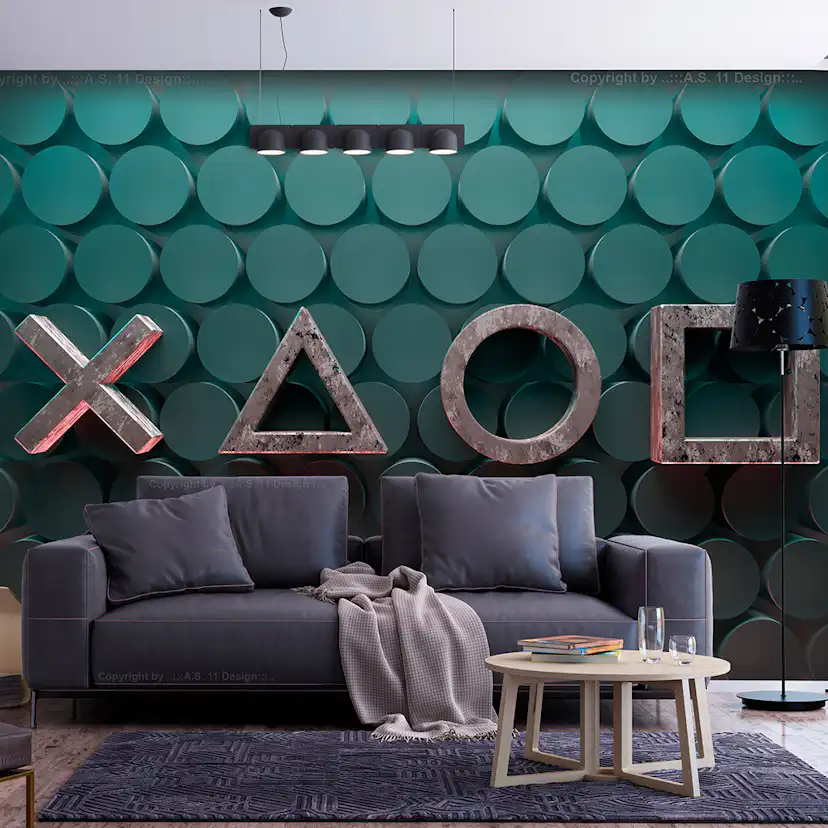Fototapet Arkiio Symbols in Green Självhäftande