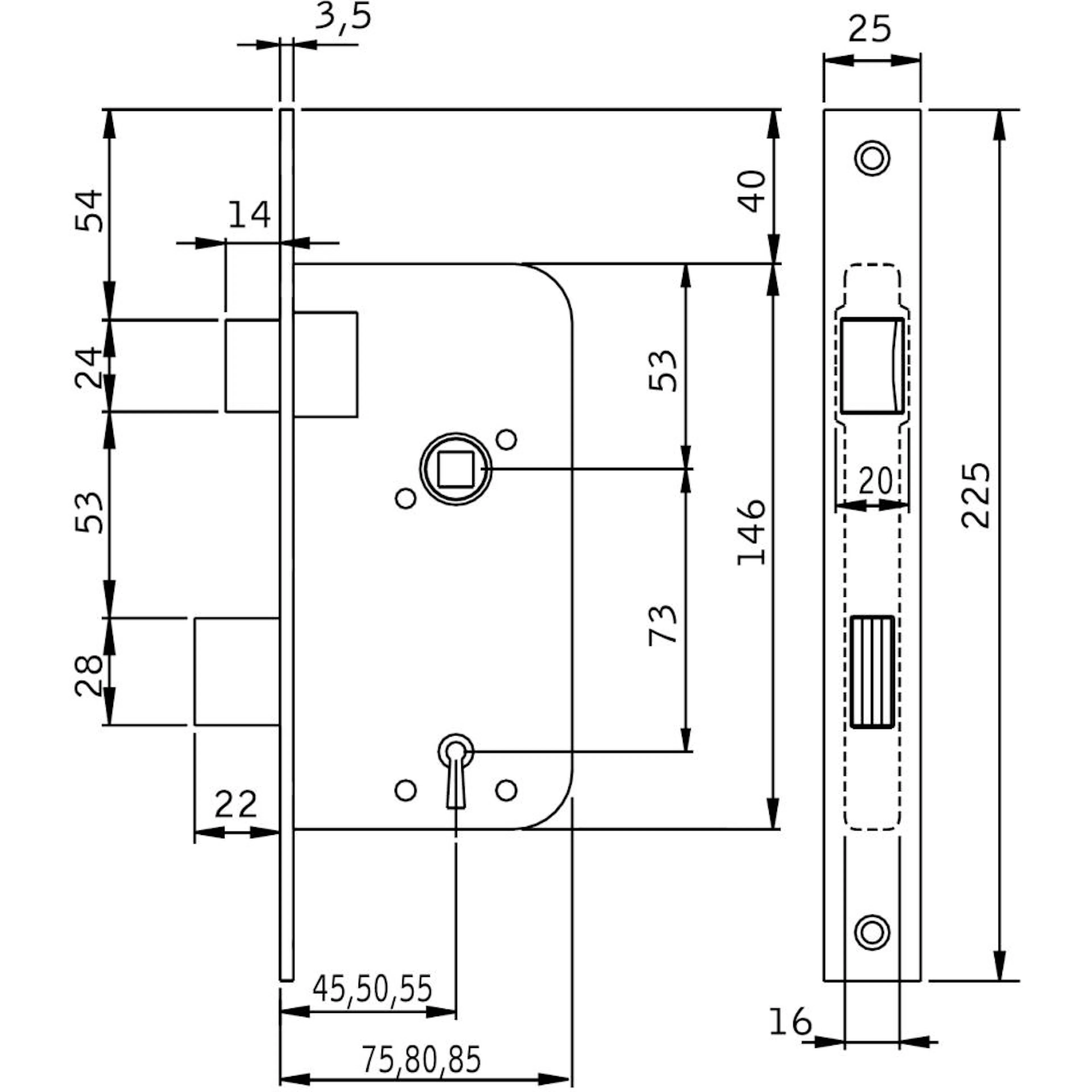 Låshus ASSA 40B7-75