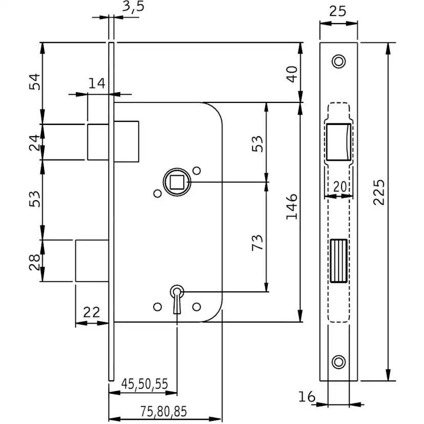 Låshus ASSA 40B7-75