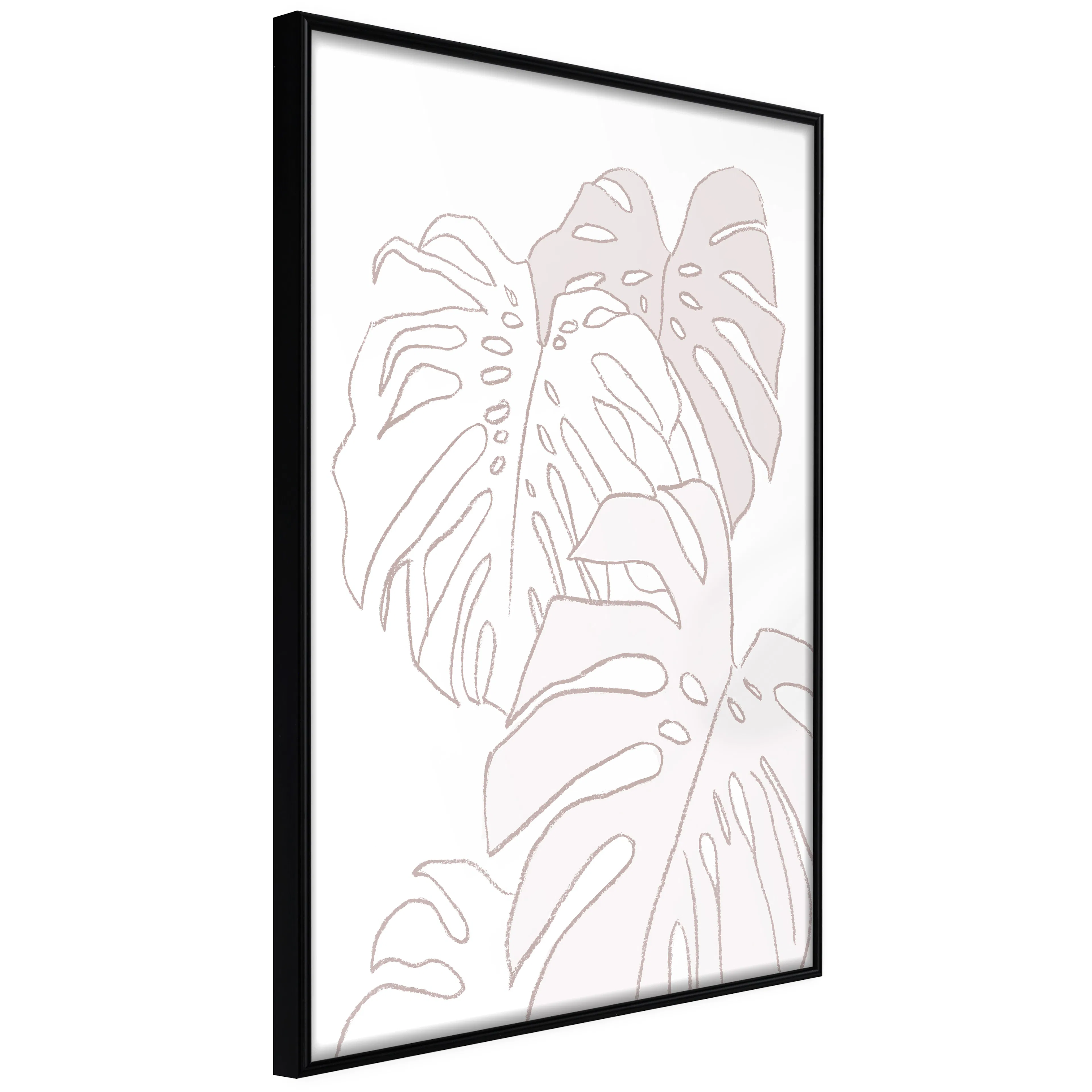 Affisch - Cream Monstera [Poster] 40x60 Svart ram, 40x60 cm