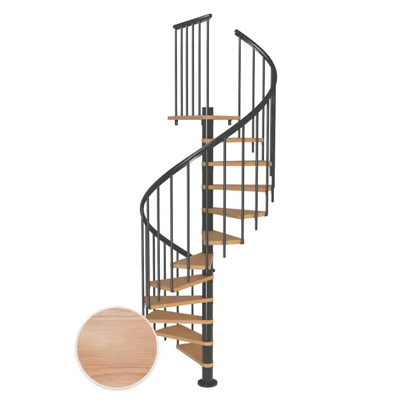 MONTREAL ek multiplex antracit CLASSIC3 13T Ø140 Antracit, D: 1400 mm, Golv till golv höjd: 2870-3290 mm, 13+1 steg