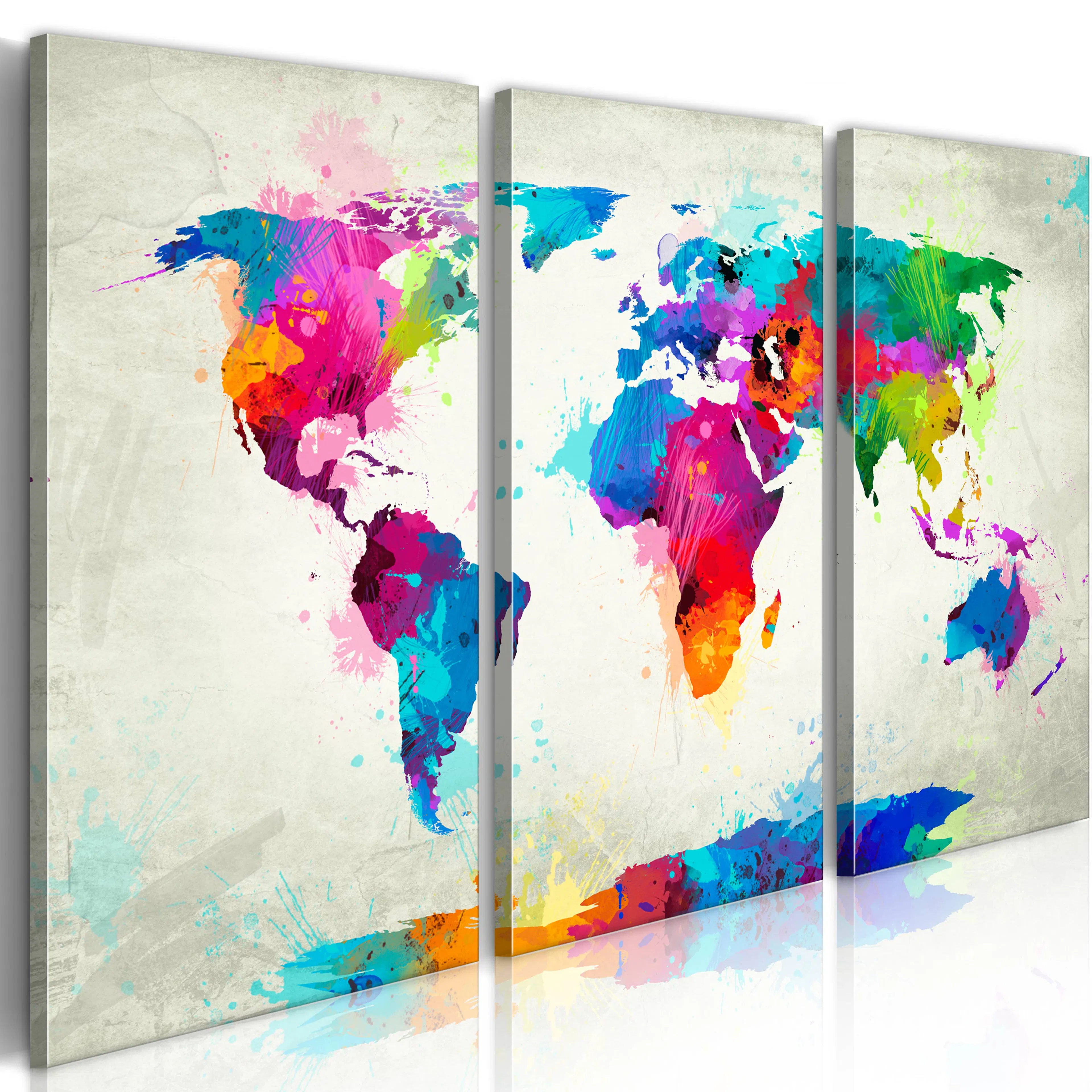 Foto på akryl - World Map: An Explosion of Colours [Glass] 1 Mått: 120x80 cm
