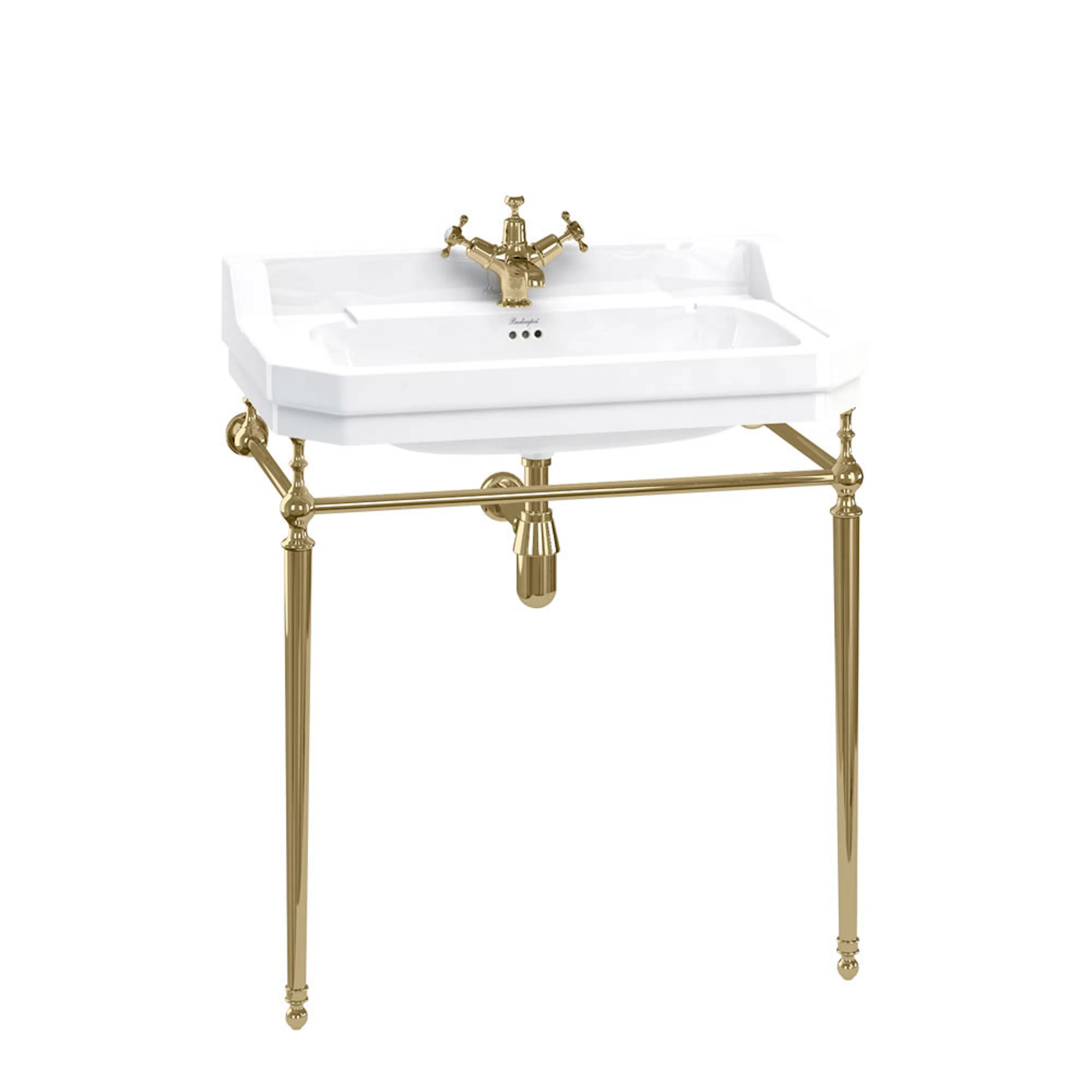 Burlington handfat Edwardian 80 cm med handfatsställ - 1 Handfatsställ: Guld, Hål för Blandare: Ett