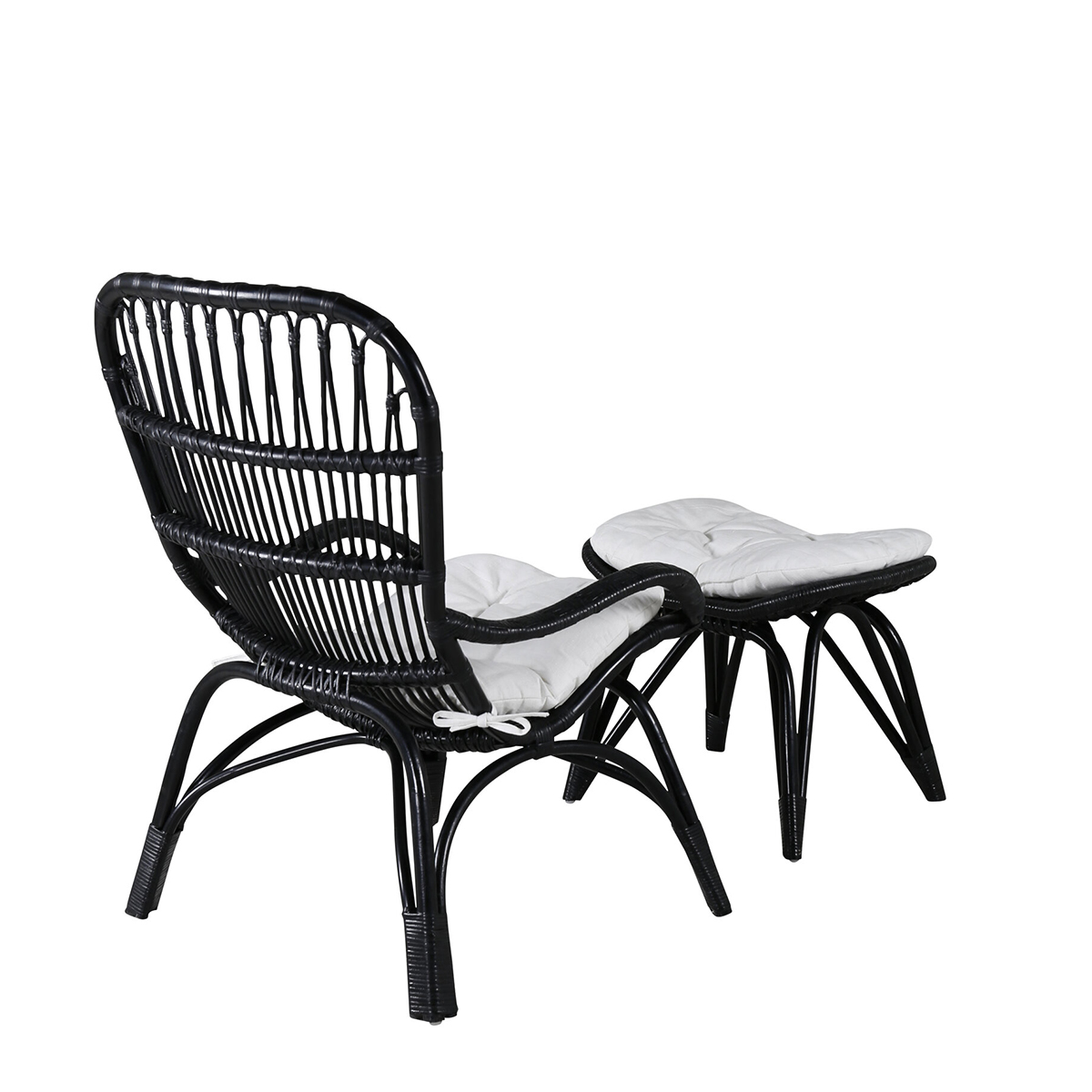 Ella Lounge Chair - BLACK rattan / Offwhite Cushion Ersätter Färg: Black