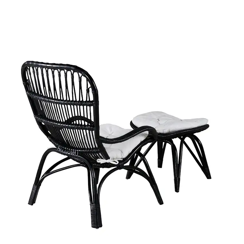 Ella Lounge Chair - BLACK rattan / Offwhite Cushion Ersätter Färg: Black