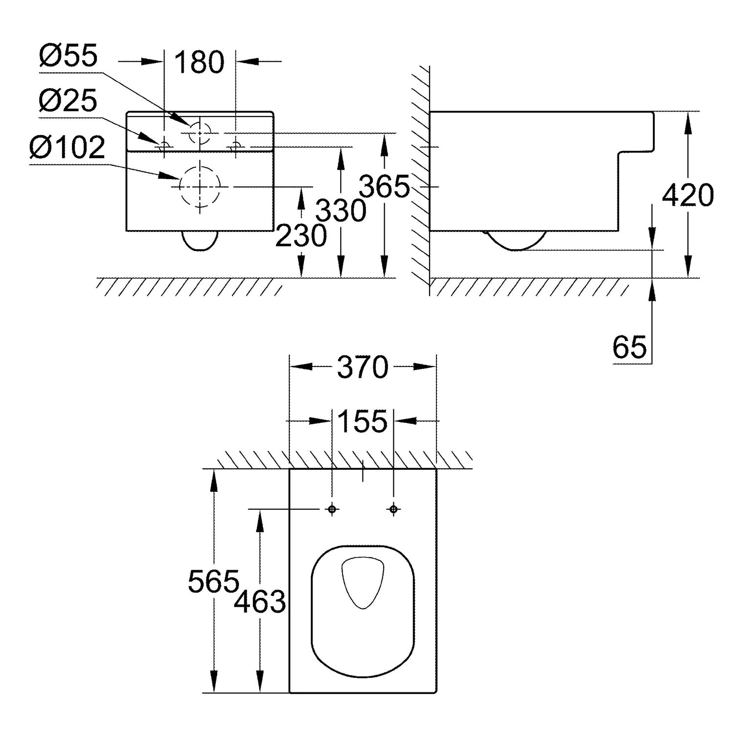 Vägghängd Toalettstol Grohe Cube Ceramic 39244 Komplett