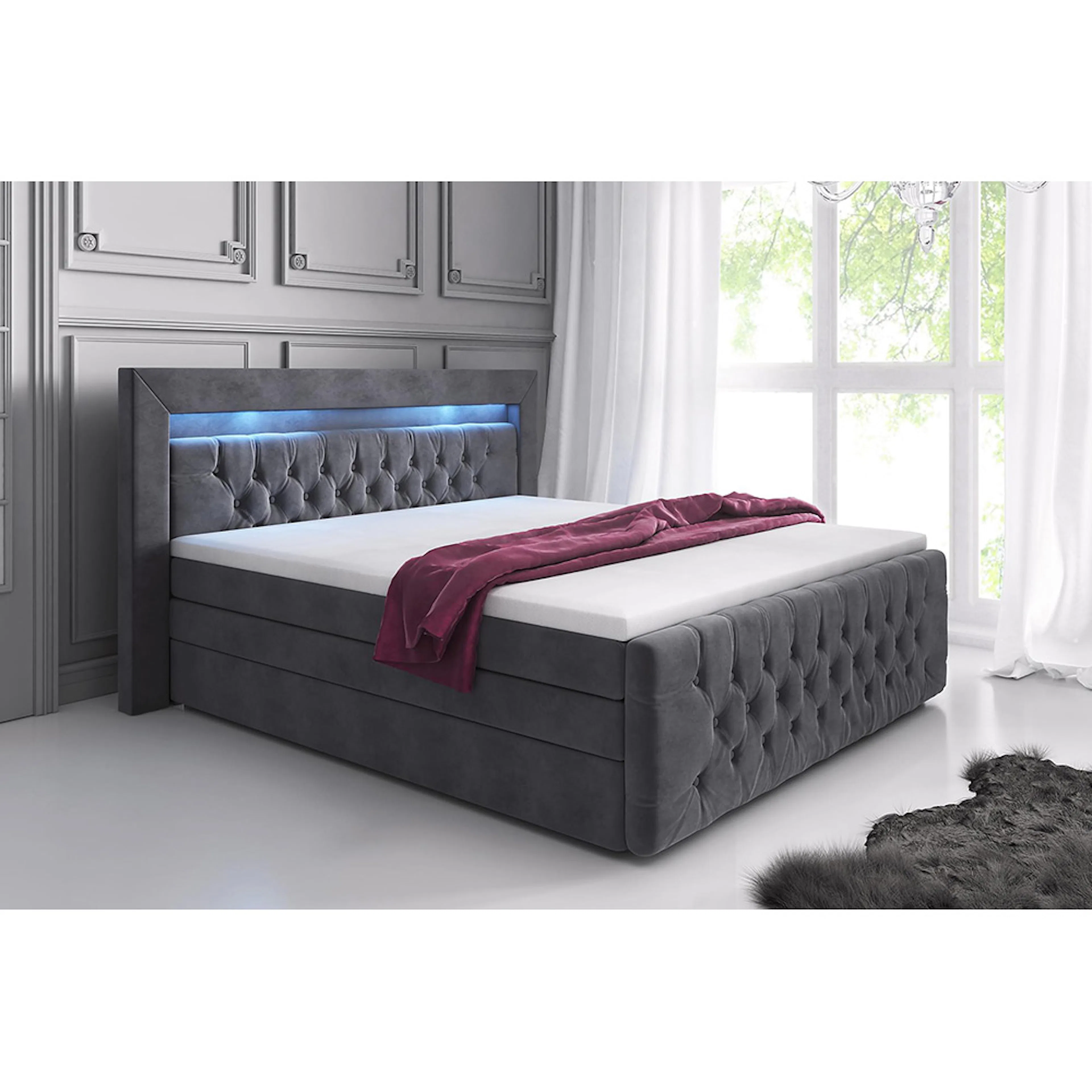 Kontinentalsäng Cloud47 Sängpaket Franco Lyx 180x200 med Förvaring och LED-belysning