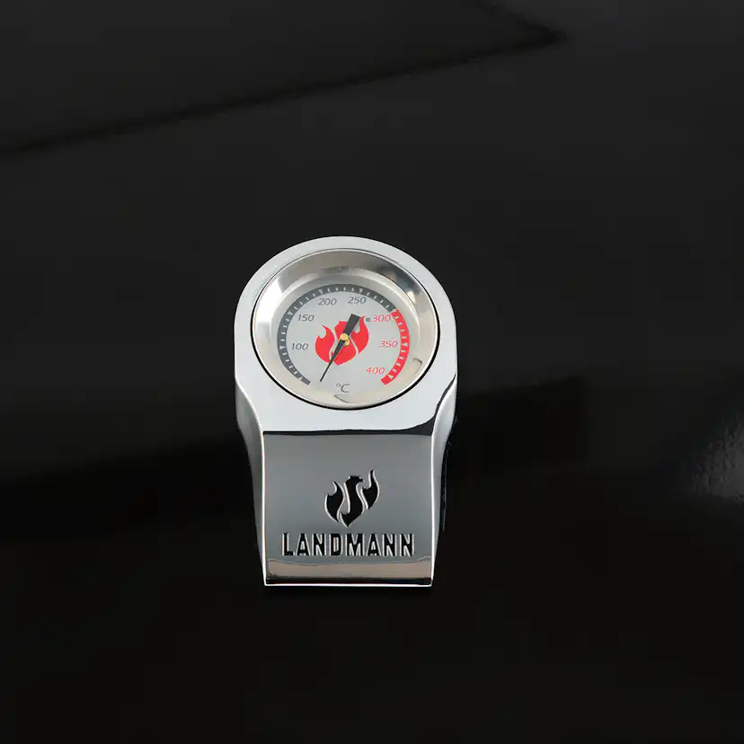 Elgrill Landmann 1192 Black 2023 med Gjutjärnsgaller med Inbyggd Termometer & Sidobord
