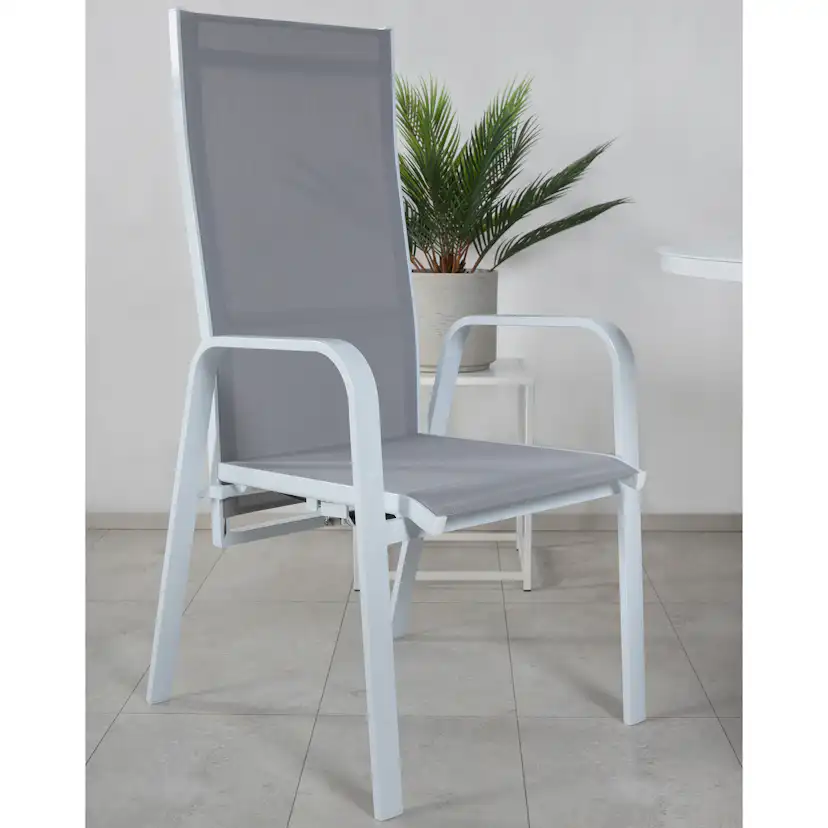 Alma Dining Table - White Alu - ø120cm+Copacabana Recliner C Vit