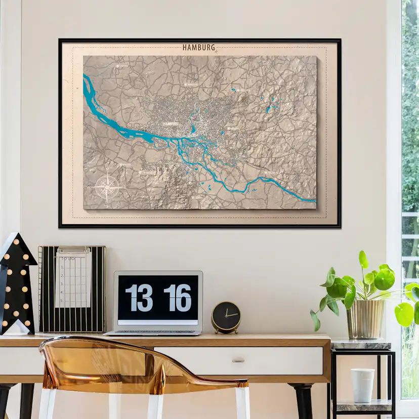 Poster Artgeist Affisch Isometric Map Hamburg