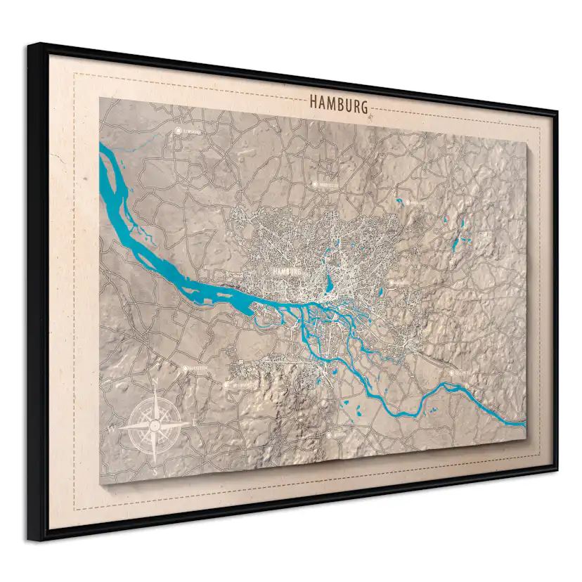 Poster Artgeist Affisch Isometric Map Hamburg