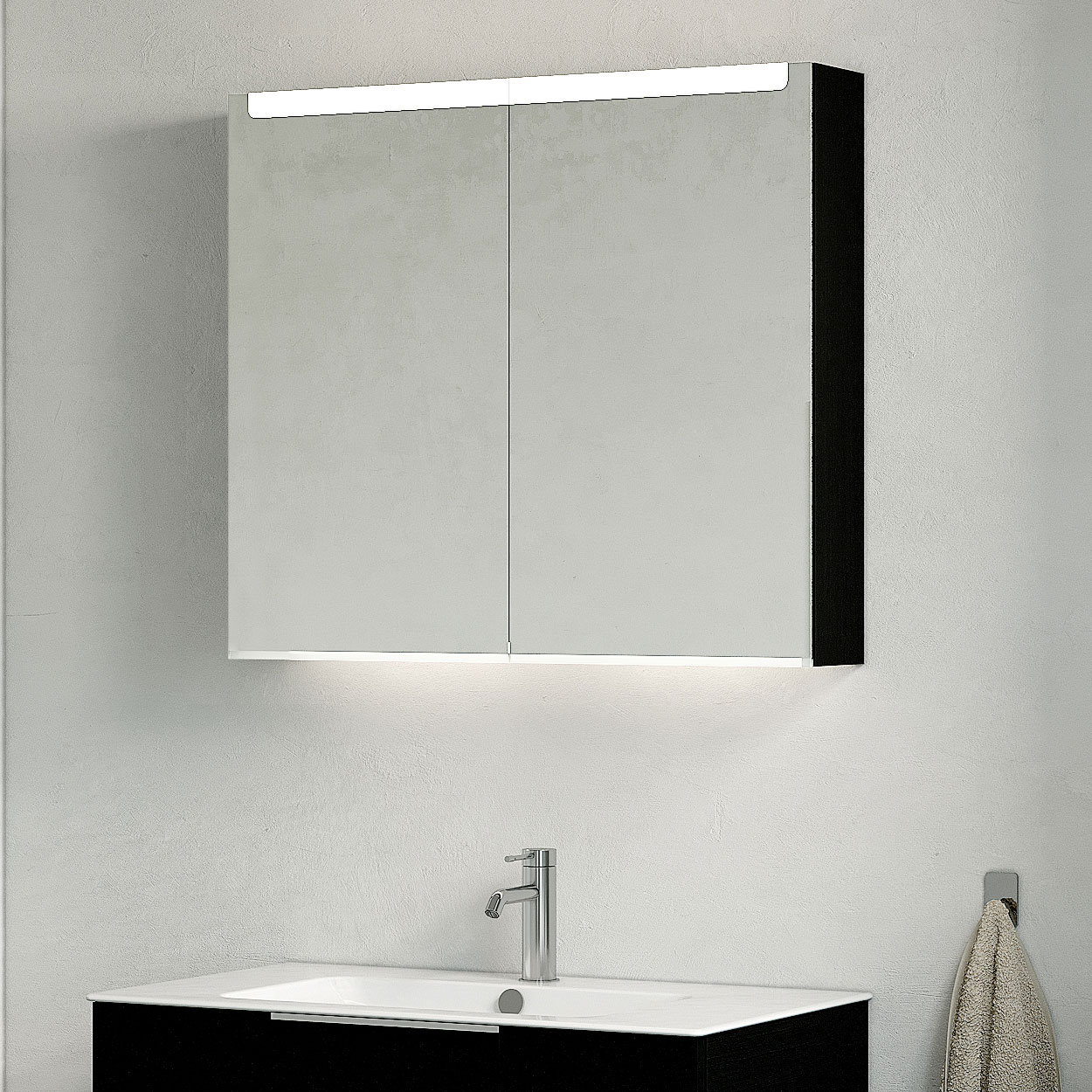 Crown Spgskp 80 Sv.ek Inf.Bel Bredd: 800 mm, Svart Ekfanér, Dubbla luckor