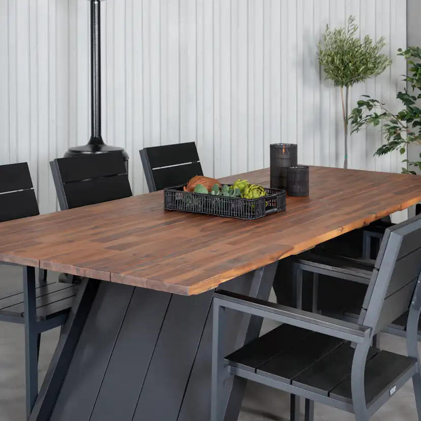 Matgrupp Utomhus Venture Home Doni med 6 Lede Stapelbara Trädgårdsstolar