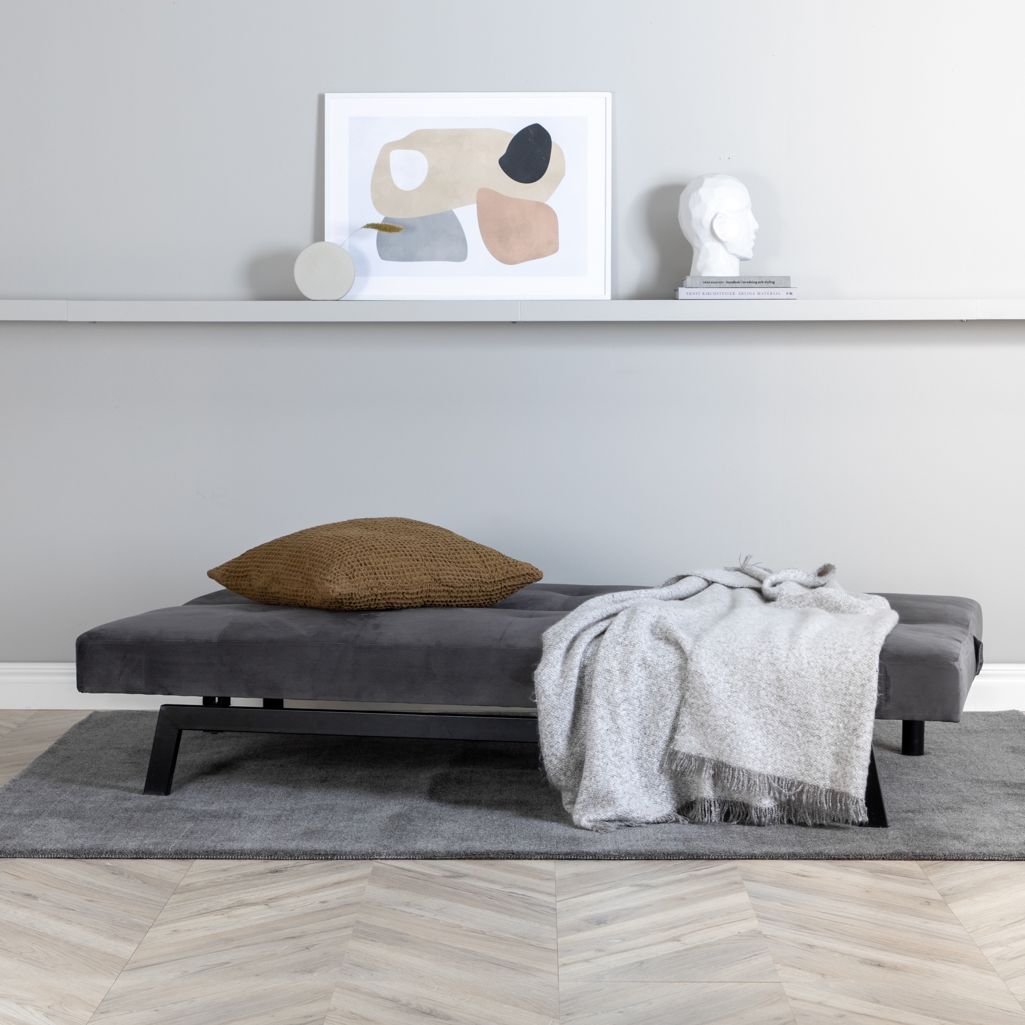 Bäddsoffa Venture Home Bodil Grå Sammet 2-sitssoffa 180x80x55 cm 1 Sovplats