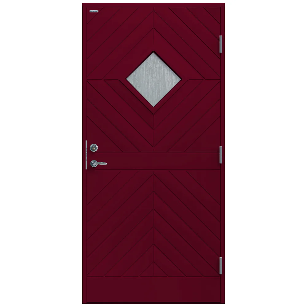 Ytterdörr Karin Cotswold 10x21 NCS S-5040-R, Röd Höger BxH: 100x210 cm, Djupröd, Högerhängd
