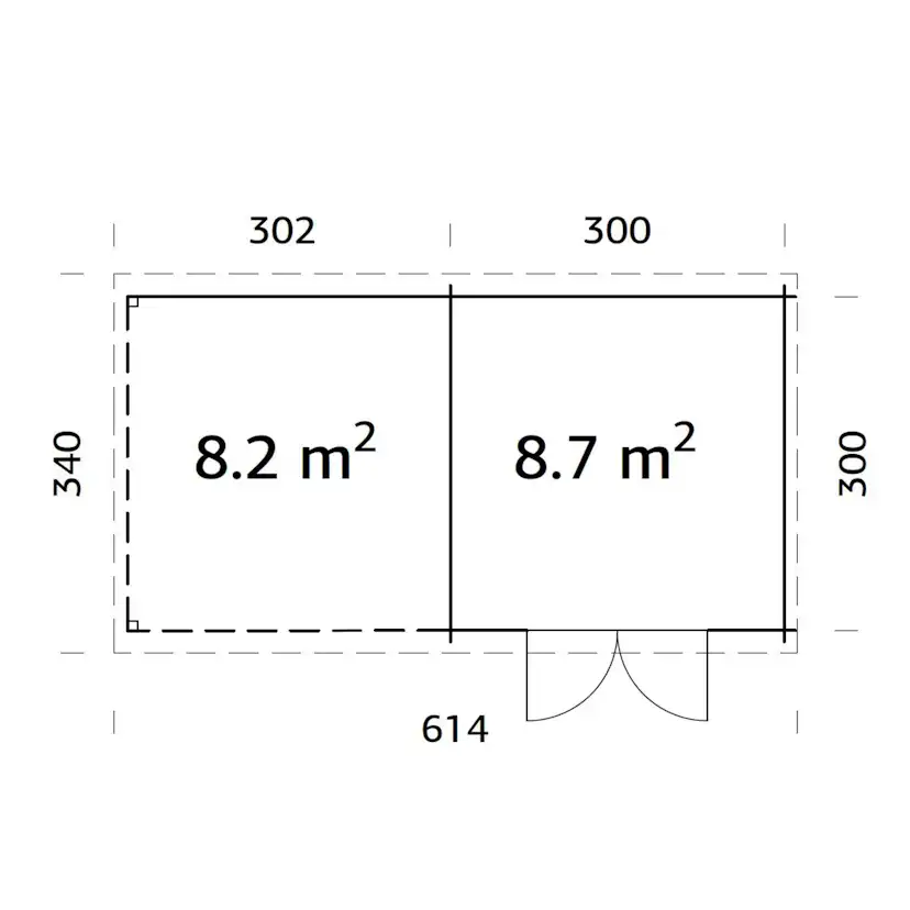 Ella 8,7+8,2 m2 Brun dippad