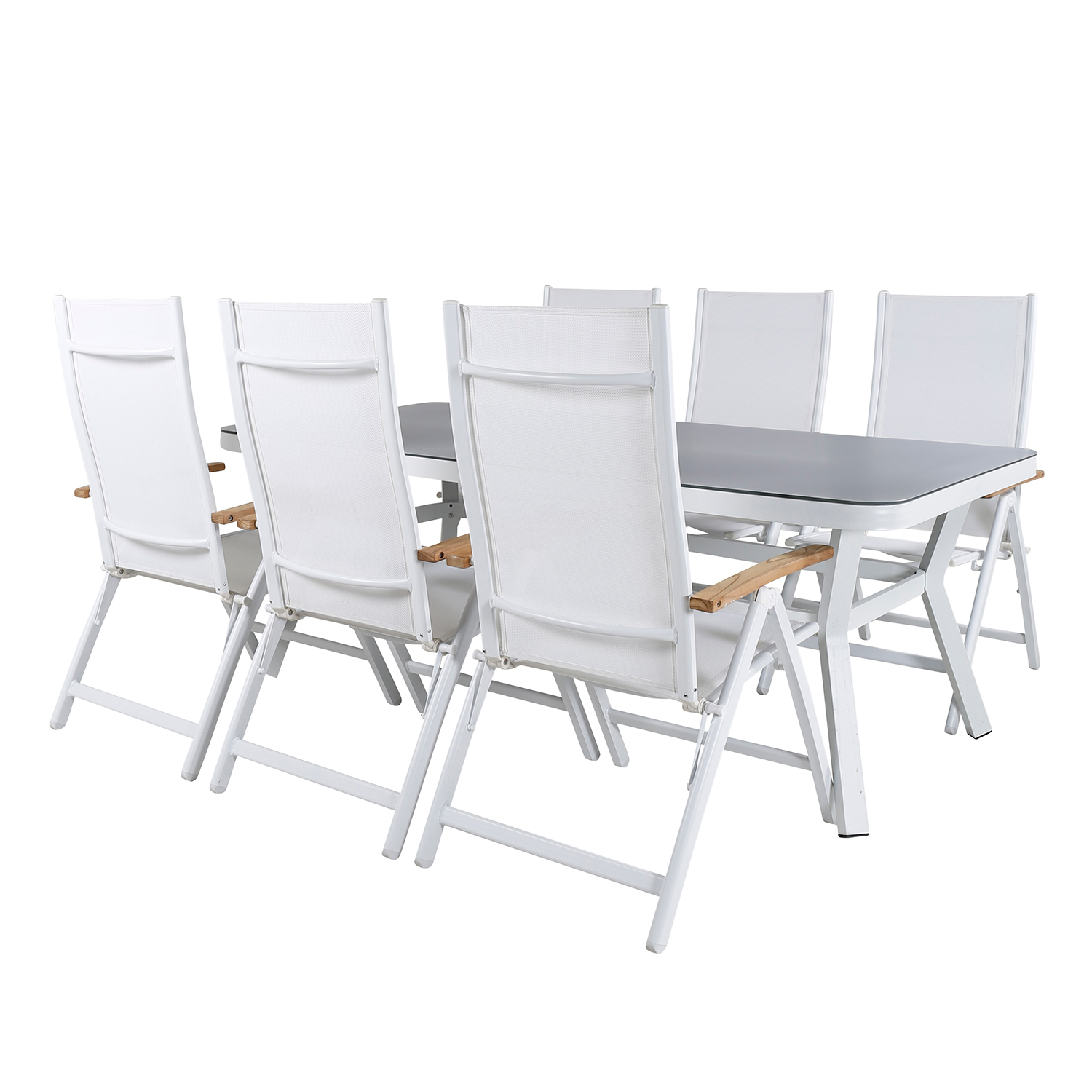 Matgrupp Venture Home Virya 160x90 cm med 6 Panama Positionsfåtöljer