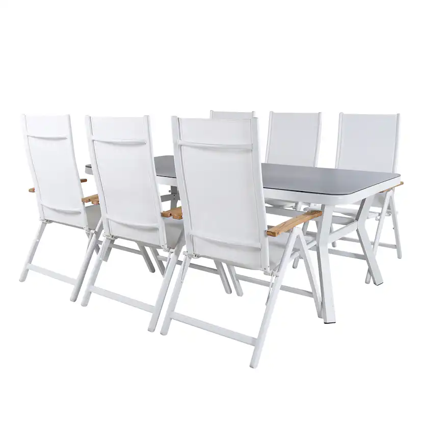 Matgrupp Venture Home Virya 160x90 cm med 6 Panama Positionsfåtöljer