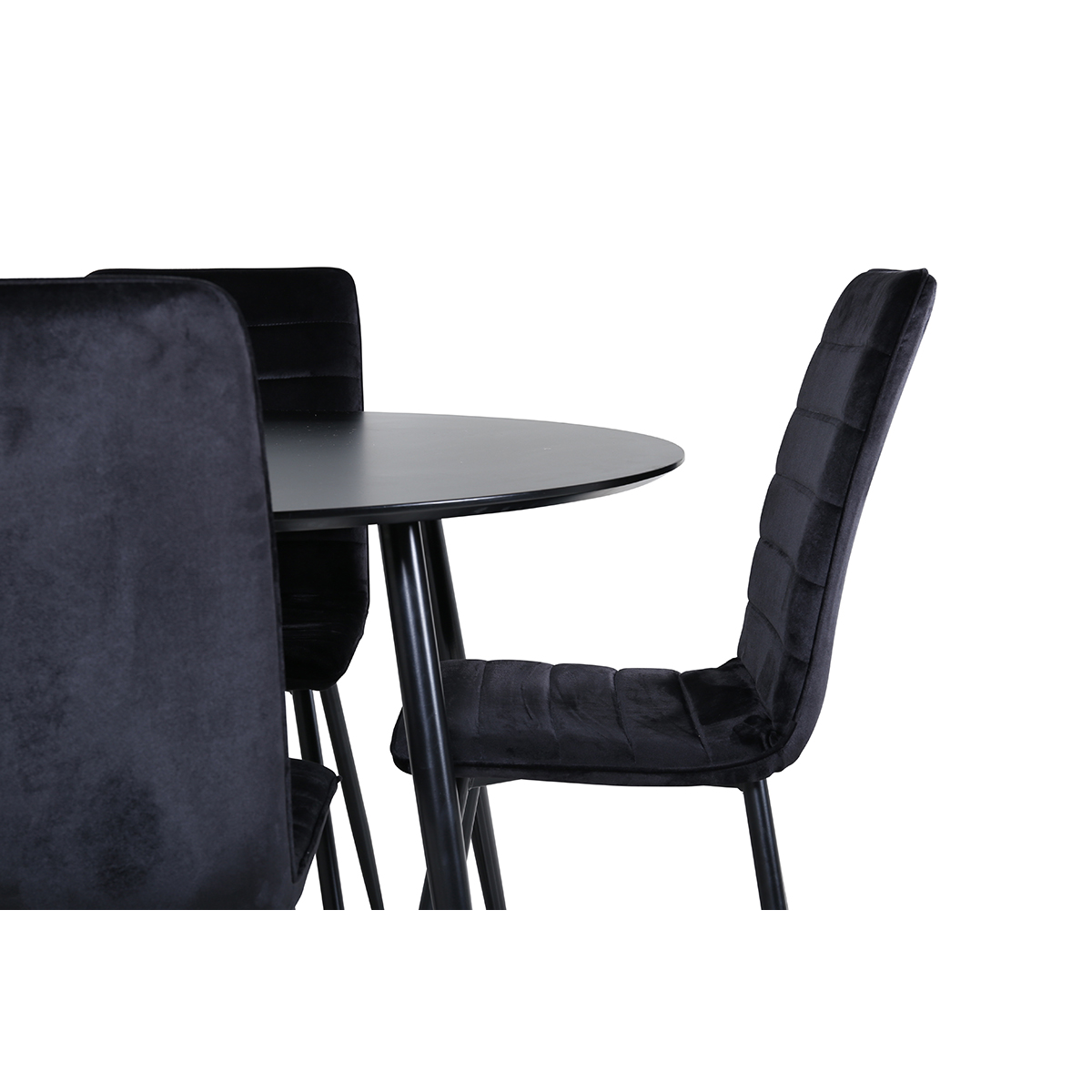 Silar Dining Table - Round 100  cm - Black Melamine / Black Svart
