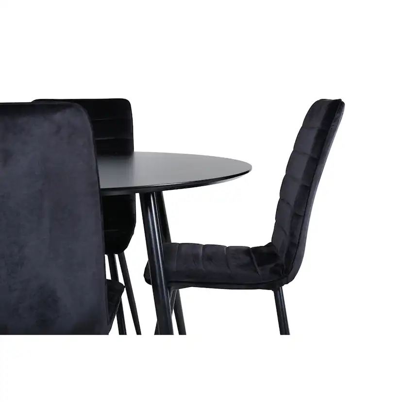 Silar Dining Table - Round 100 cm - Black Melamine / Black Svart