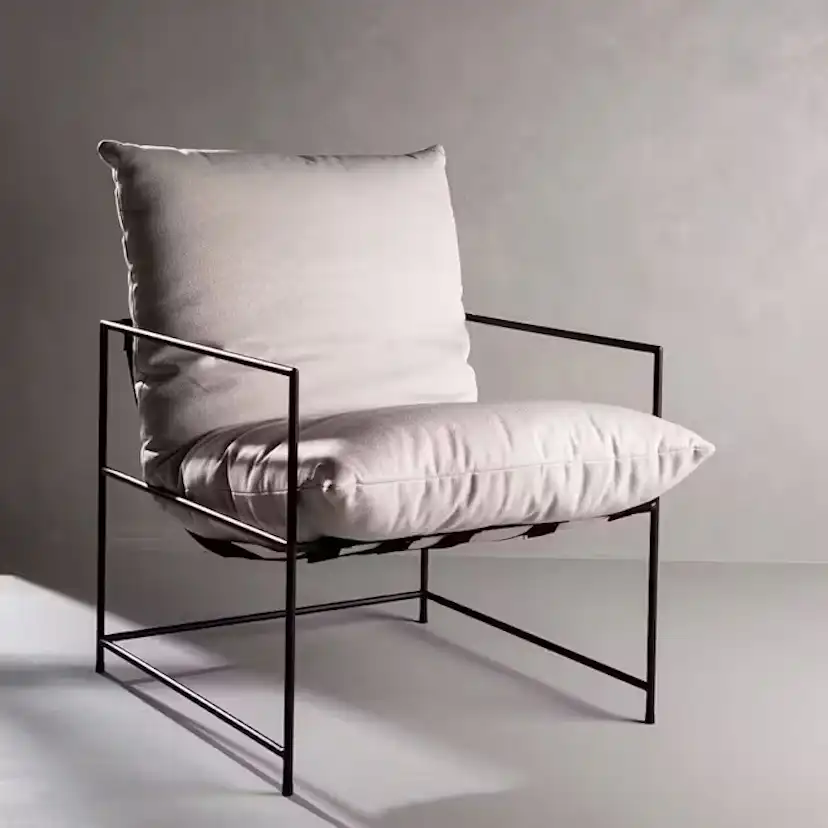 Fåtölj Venture Home Sedalia Beige Linne med Svart Minimalistisk Stålstomme