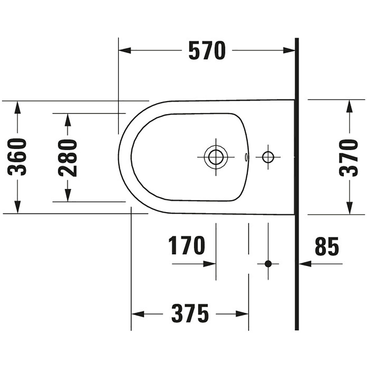 Bidé Duravit ME by Starck Väggmonterad