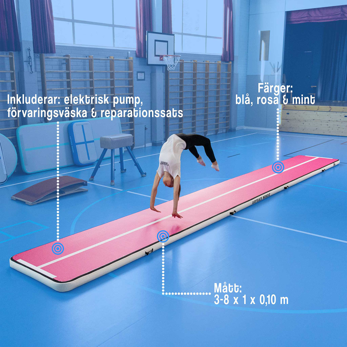 AirTrack Nordic Home Special Edition Luftvoltbana Rosa 700 cm