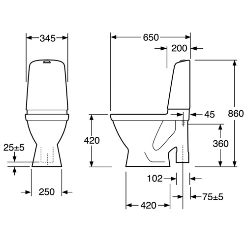 Nautic 1591 Hygienic Flush Mjuksits Vit, Enkelspolning 4l Mjuksits Vit, Enkelspolning 4l