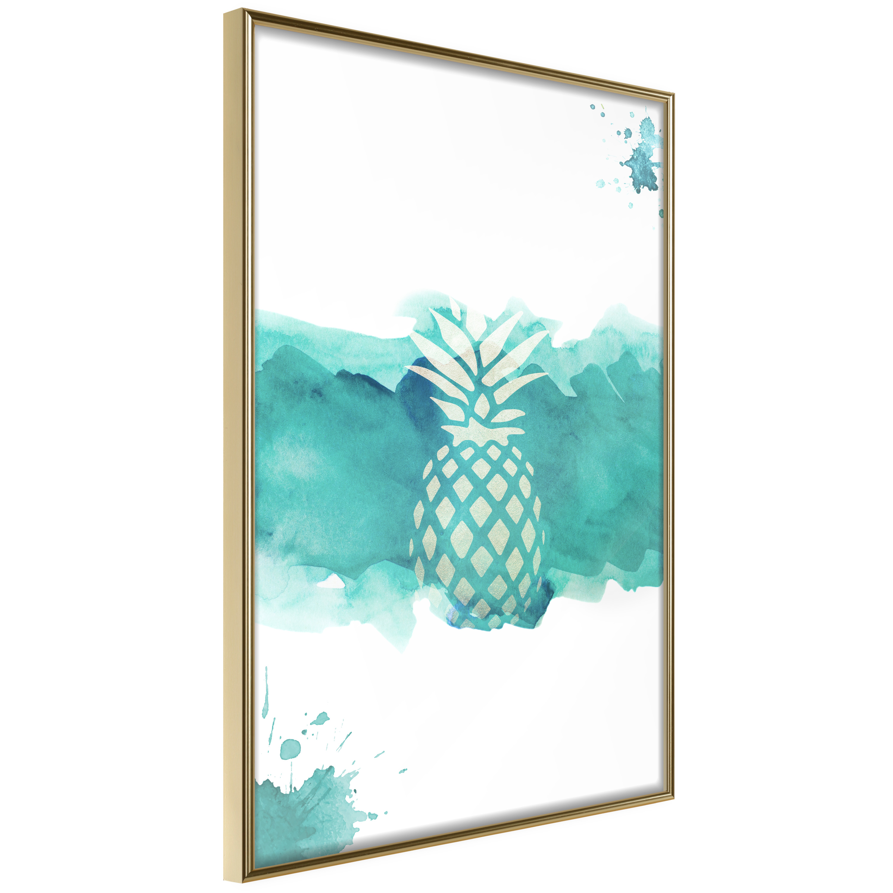 Affisch - Pineapple in Watercolours [Poster] 20x30 Guld ram, 20x30 cm