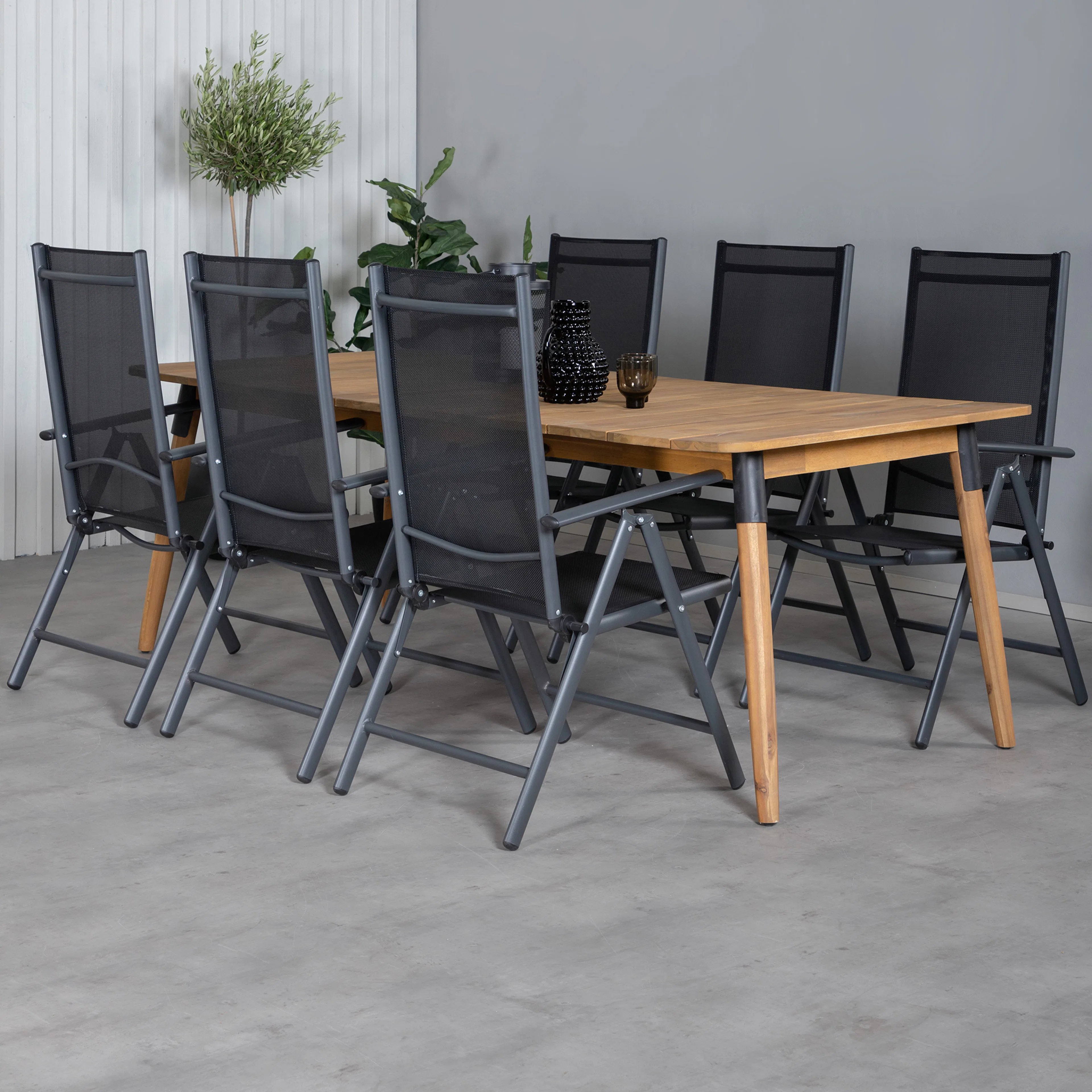 Matgrupp Utomhus Venture Home Julle med 6 Bend Trädgårdsstolar