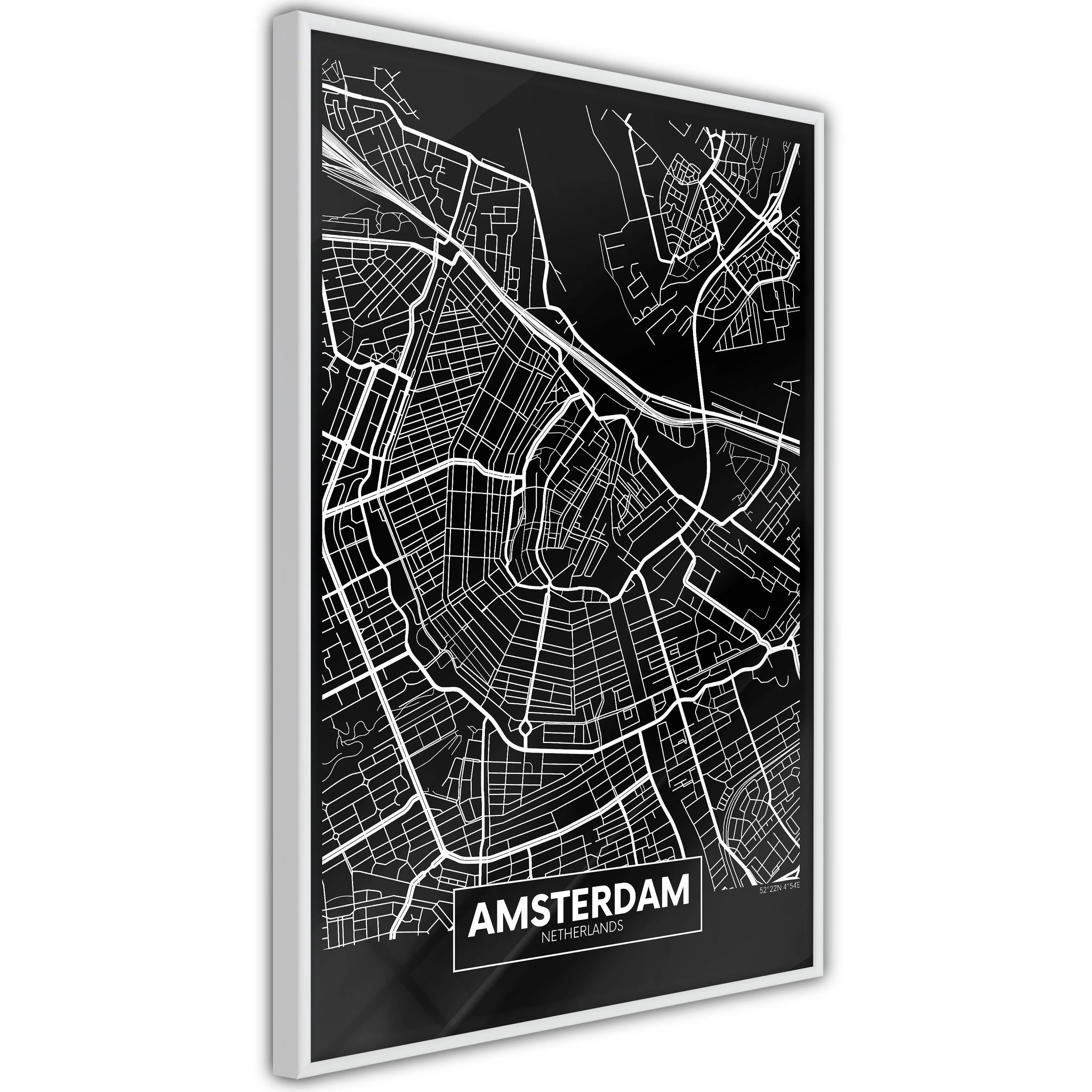 Poster Artgeist Affisch Dark Map of Amsterdam