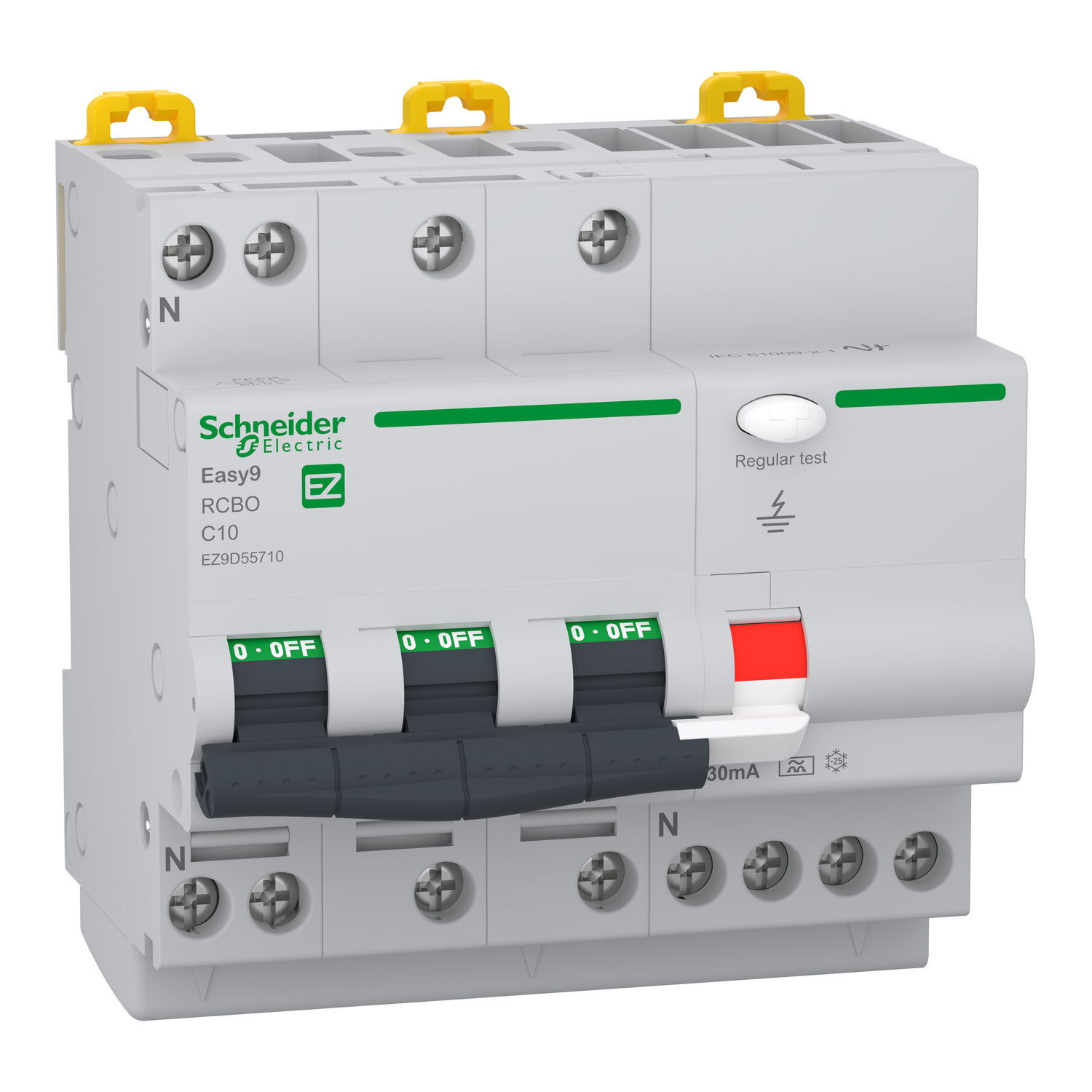 Personskyddsbrytare Schneider Electric Easy9 3-polig + N 10–25 A 30 mA typ A